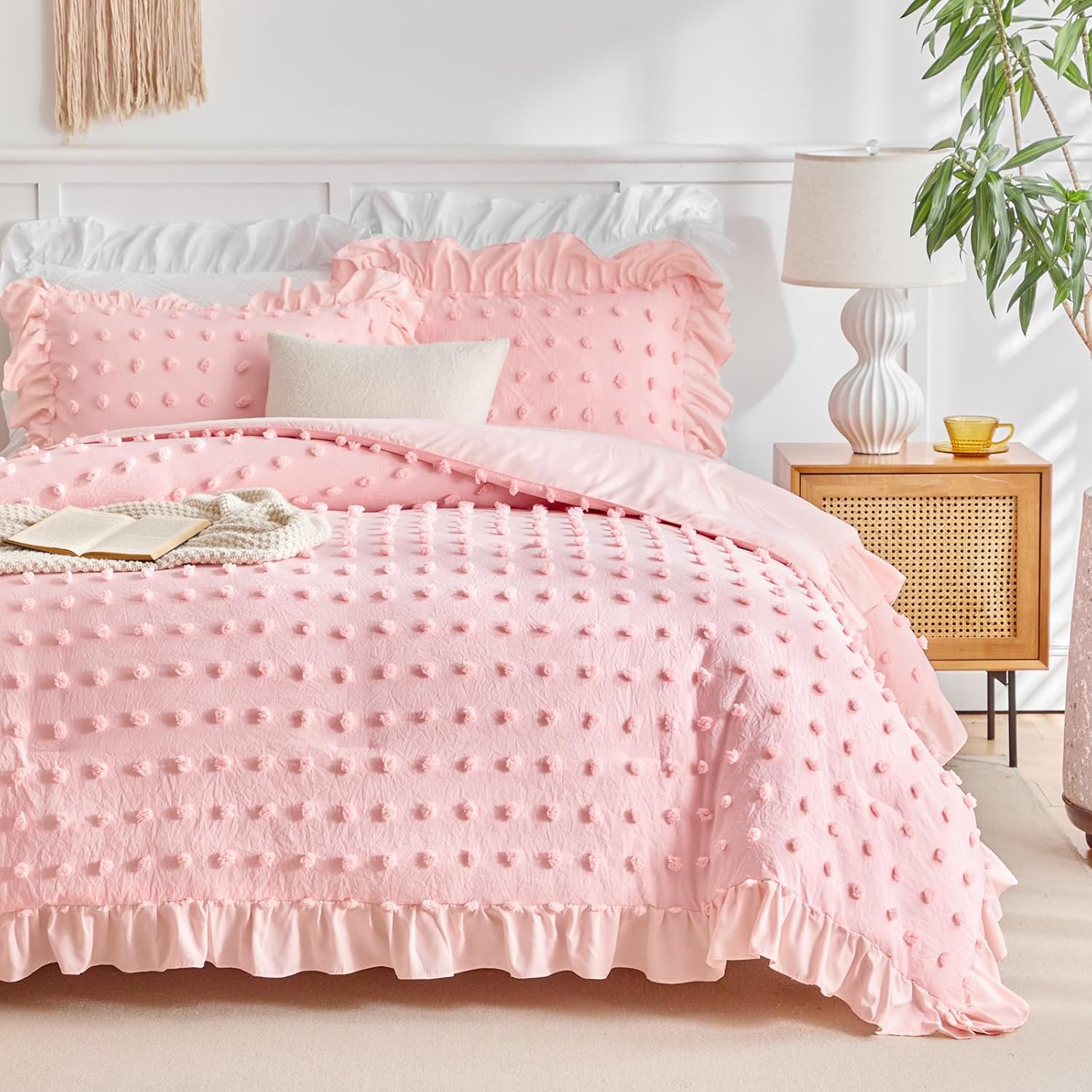 Flysheep Tufted Dots Ruffle Comforter Set Twin