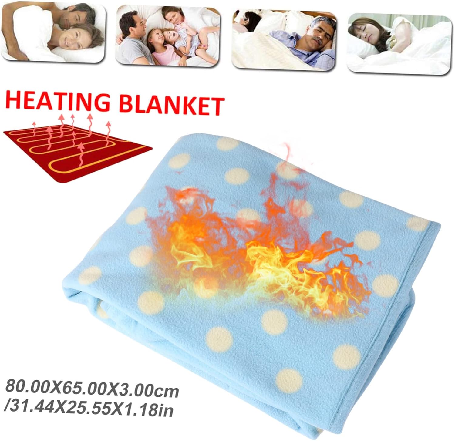 Zerodeko Electric Heated Blanket with USB Charger