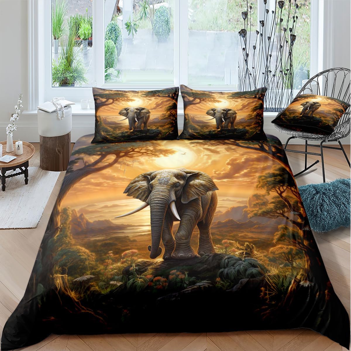 Yixinzhuanjin Elephant Bed Sheet Set King Size