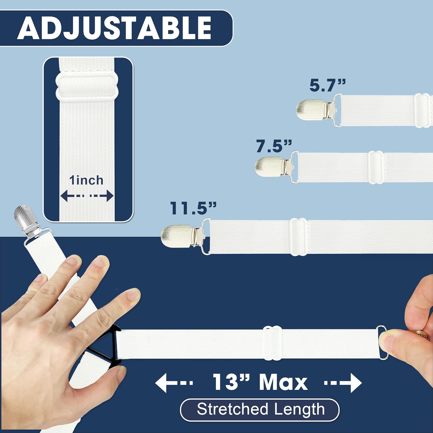 SYIPO 4 PCS Nonslip Bed Sheet Straps with Iron Clips