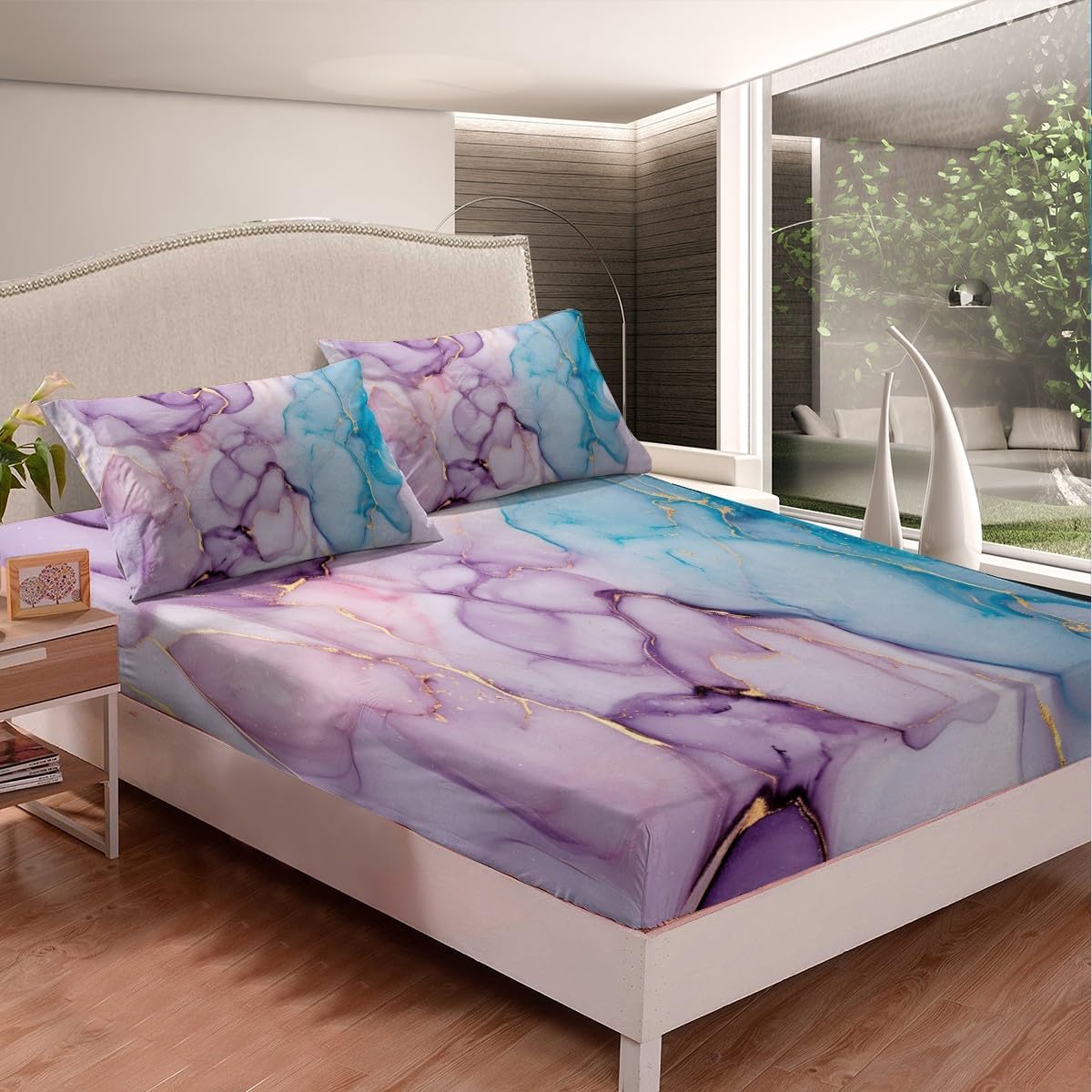 Feelyou Marble Design Bed Sheet Set TwinXL 2Pcs