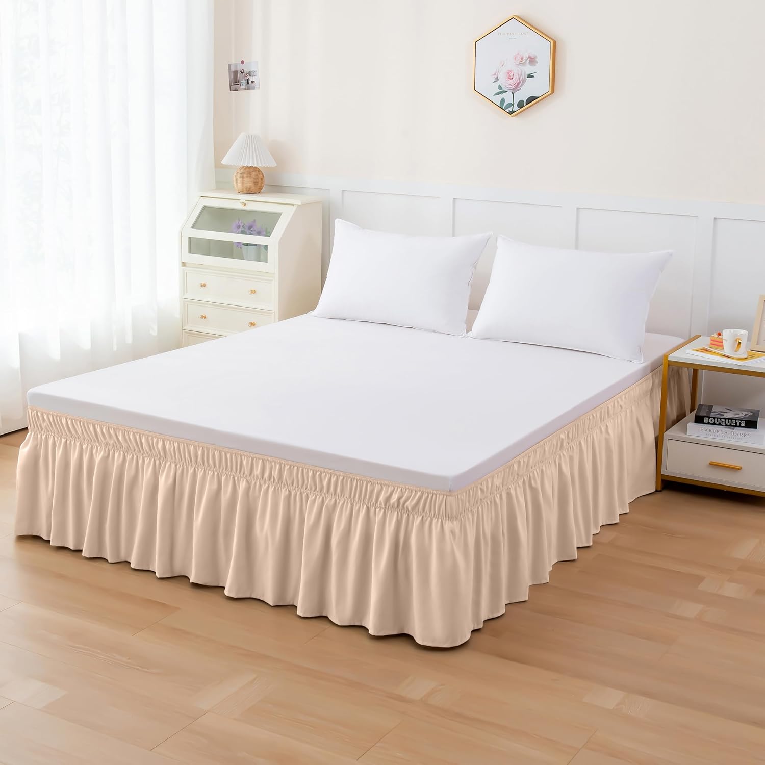 Elegant Comfort Luxury Wrinkle Resistant Bed Skirt - 16in Drop QueenKing Cream