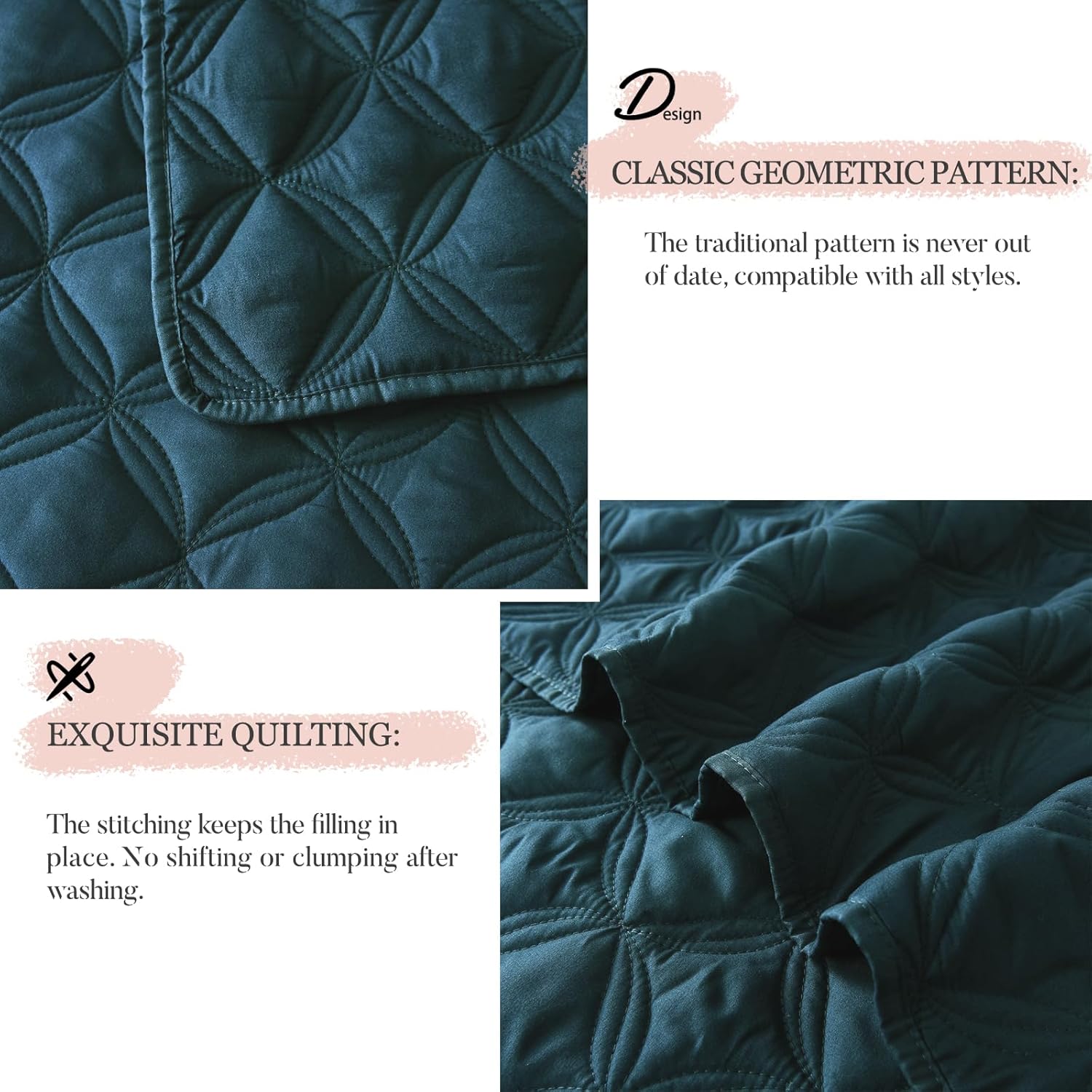 Exclusivo Mezcla Full Queen Quilt Set 3-Piece Navy Blue