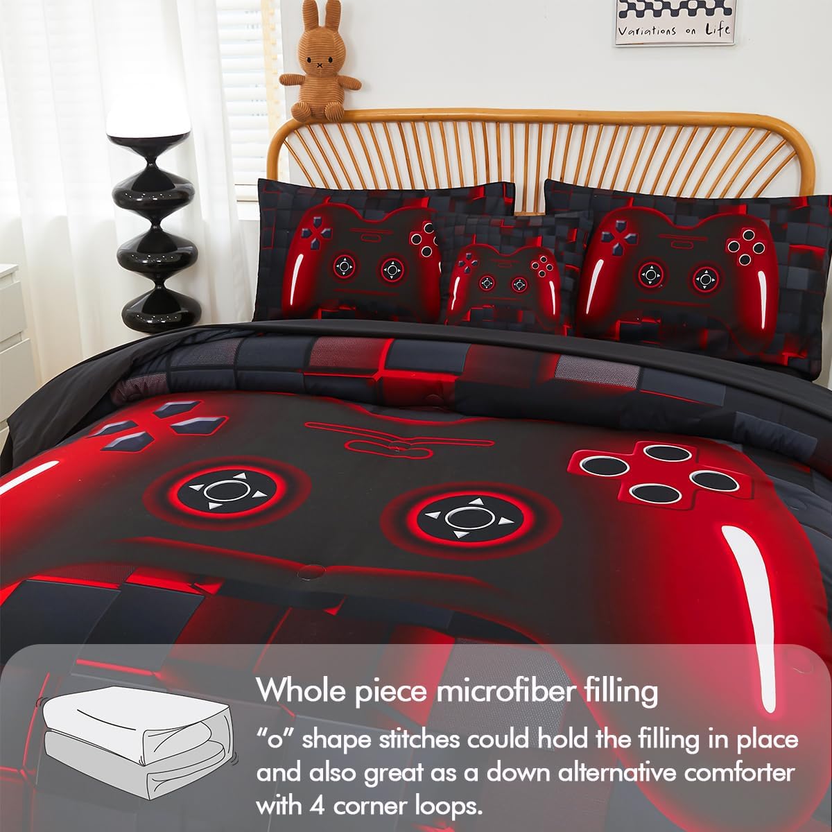 PERFEMET Boys Gaming Bedding Set Twin 6-Piece