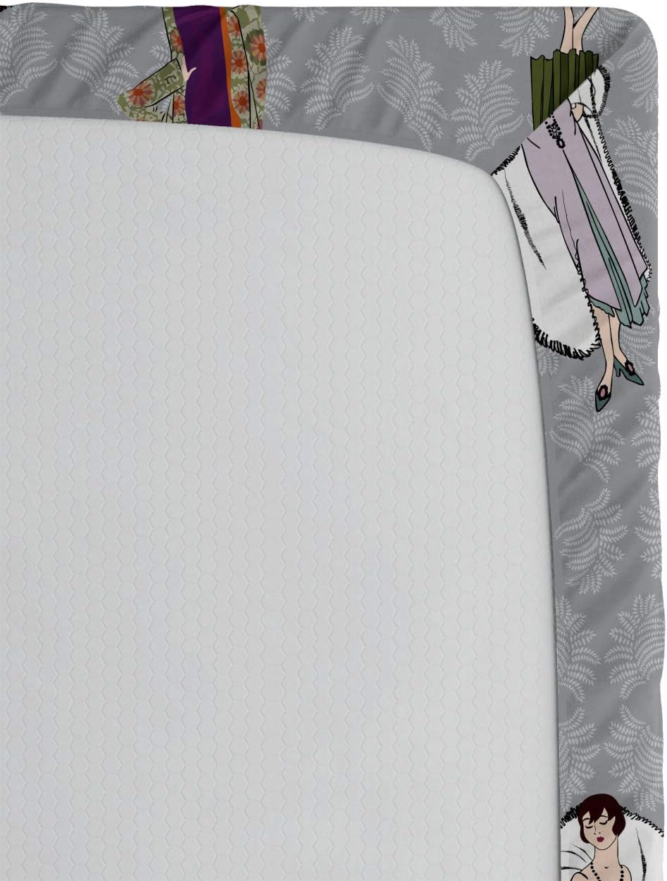 Ambesonne Retro Fitted Sheet Flapper Girls 20s Style Pattern California King
