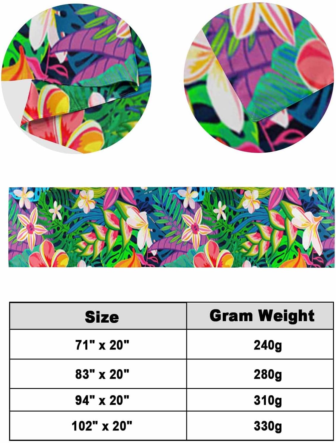 Yukro Bed Runner Scarf with Tropical Plants Design