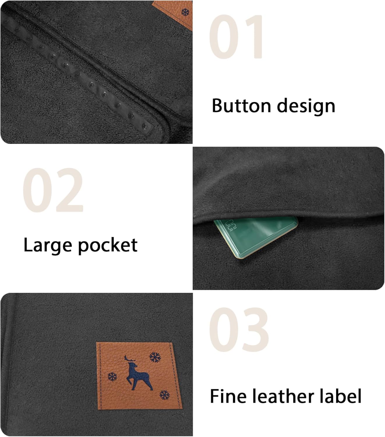 USB Heated Throw Blanket - Soft Fast Heating Wearable with Pocket - Grey
