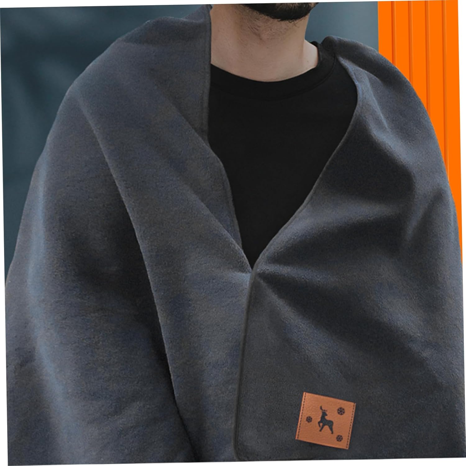 USB Heated Throw Blanket - Soft Fast Heating Wearable with Pocket - Grey