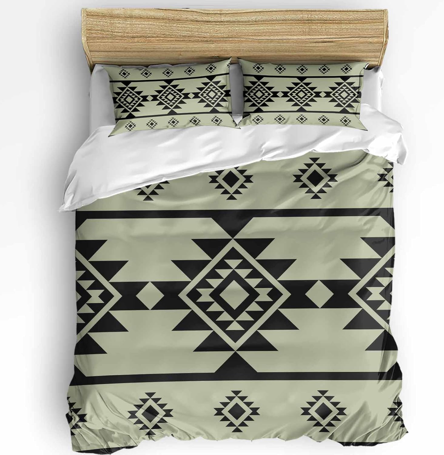 3 Piece Boanket Bedding Set with Zipper and Tie-In Pillowcases