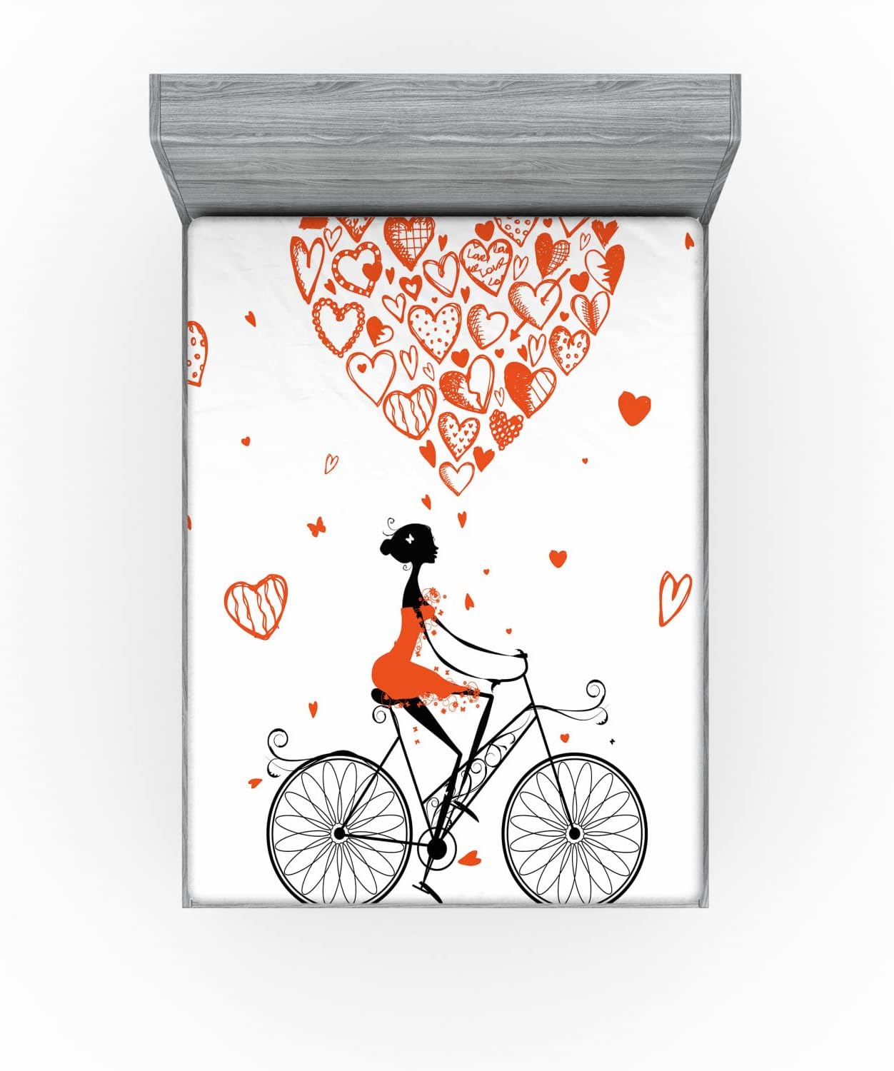 Ambesonne Valentine Fitted Sheet with Heart Print California King Red Black White