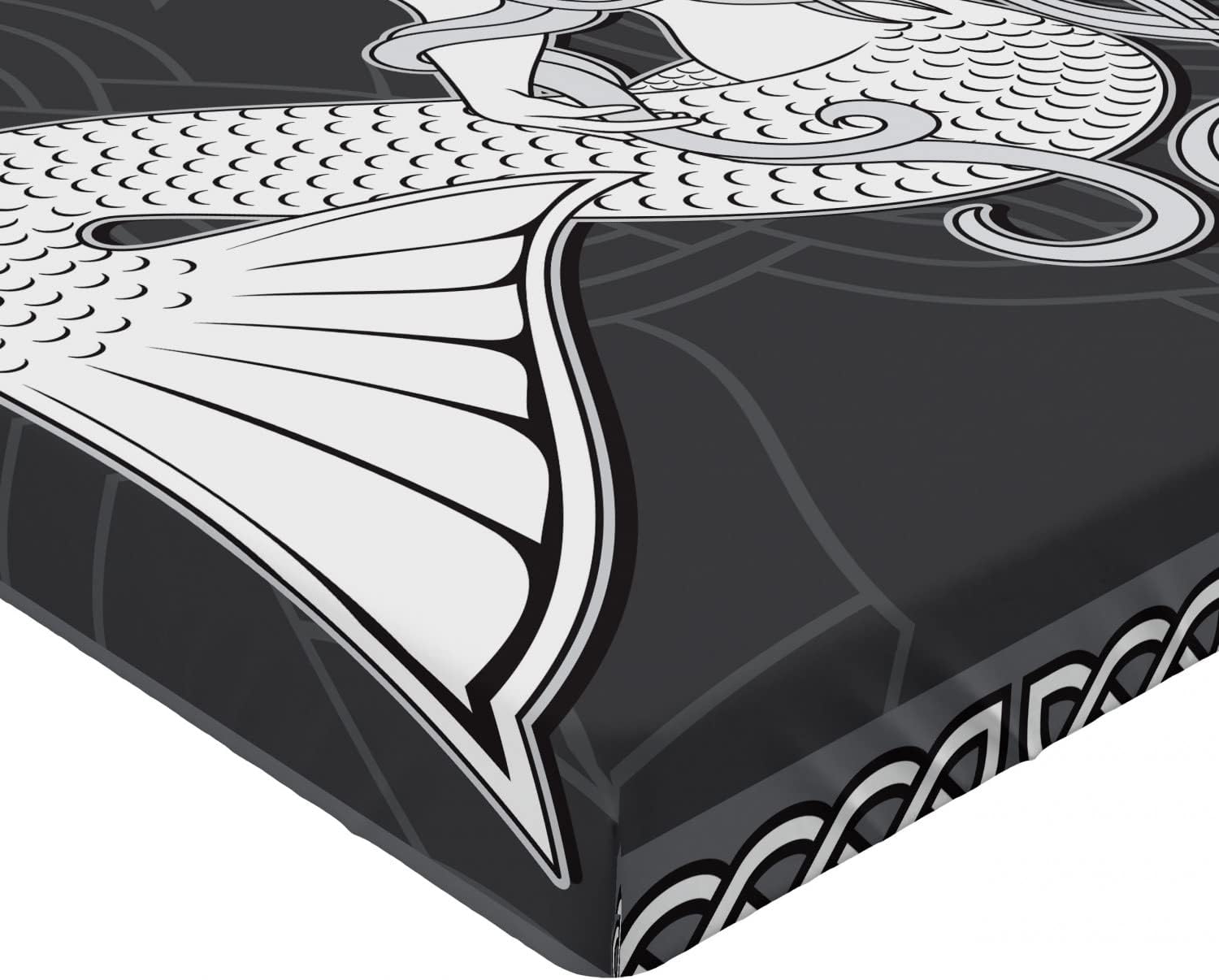 Ambesonne Mermaid Fitted Sheet with Celtic Border Design