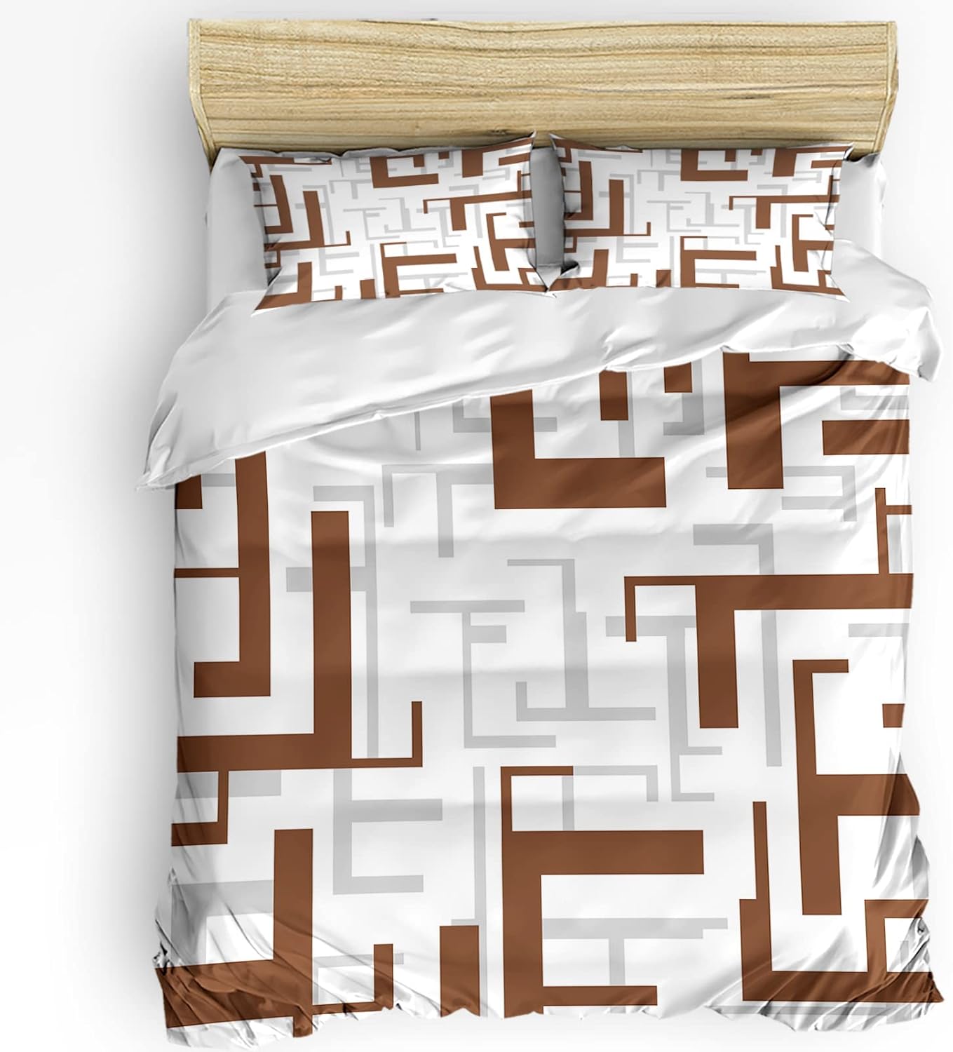 Sabolny Queen Size Modern Brown Duvet Cover Set
