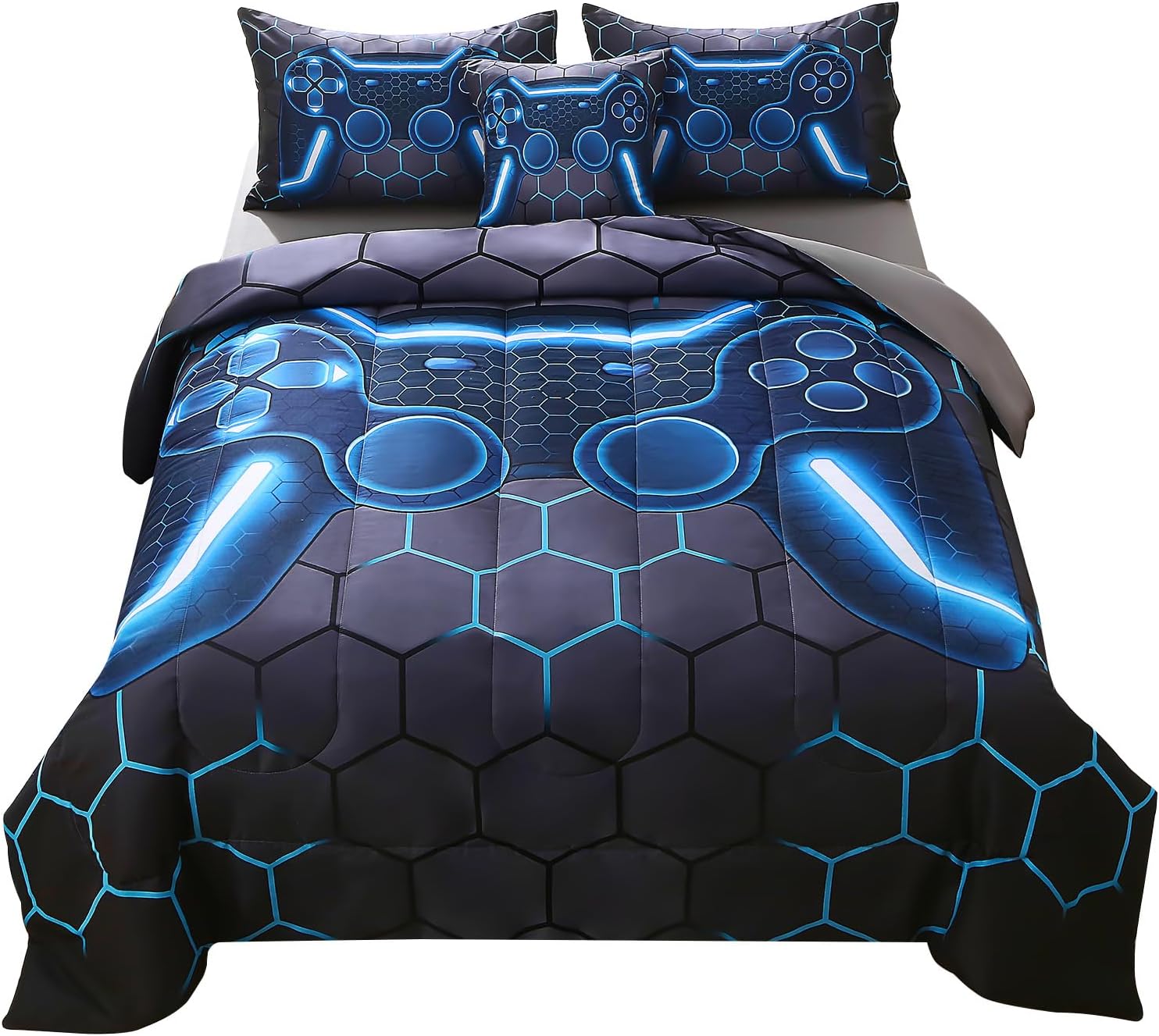 JQinHome Twin Gamer Comforter Set for Boys