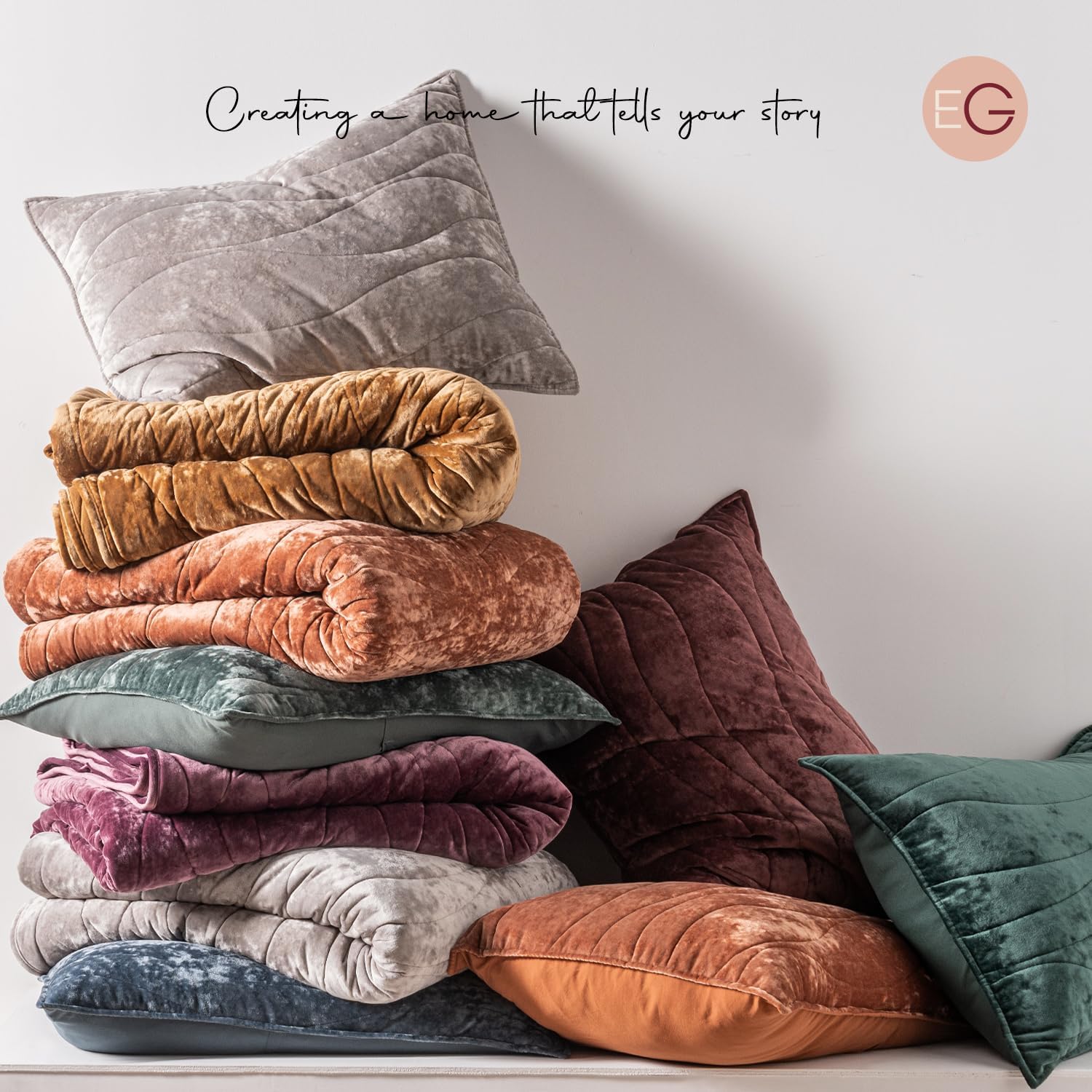 EVERGRACE Luxury Velvet Quilt Set Queen Size Burgundy