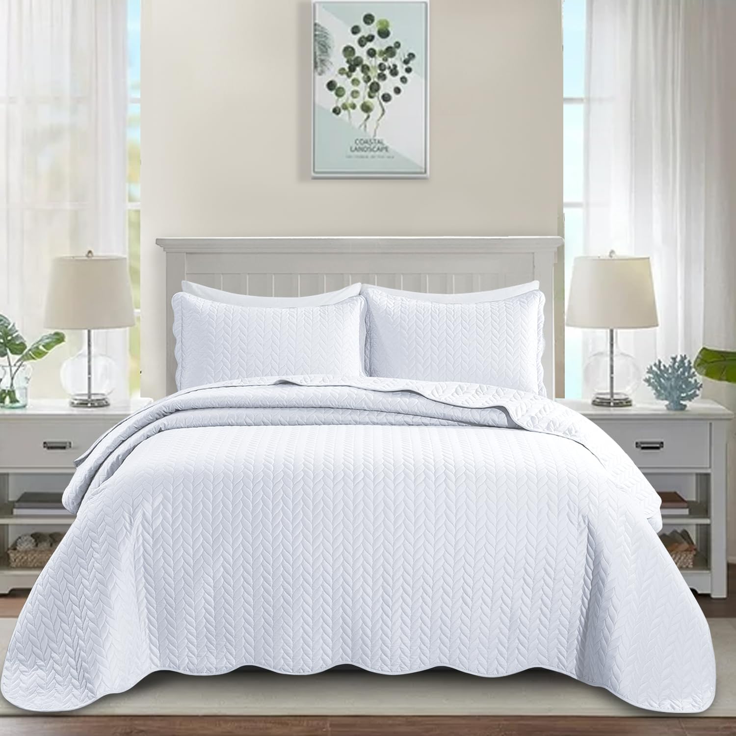 IR Imperial Rooms Queen Quilt Bedding Set - White 90x96