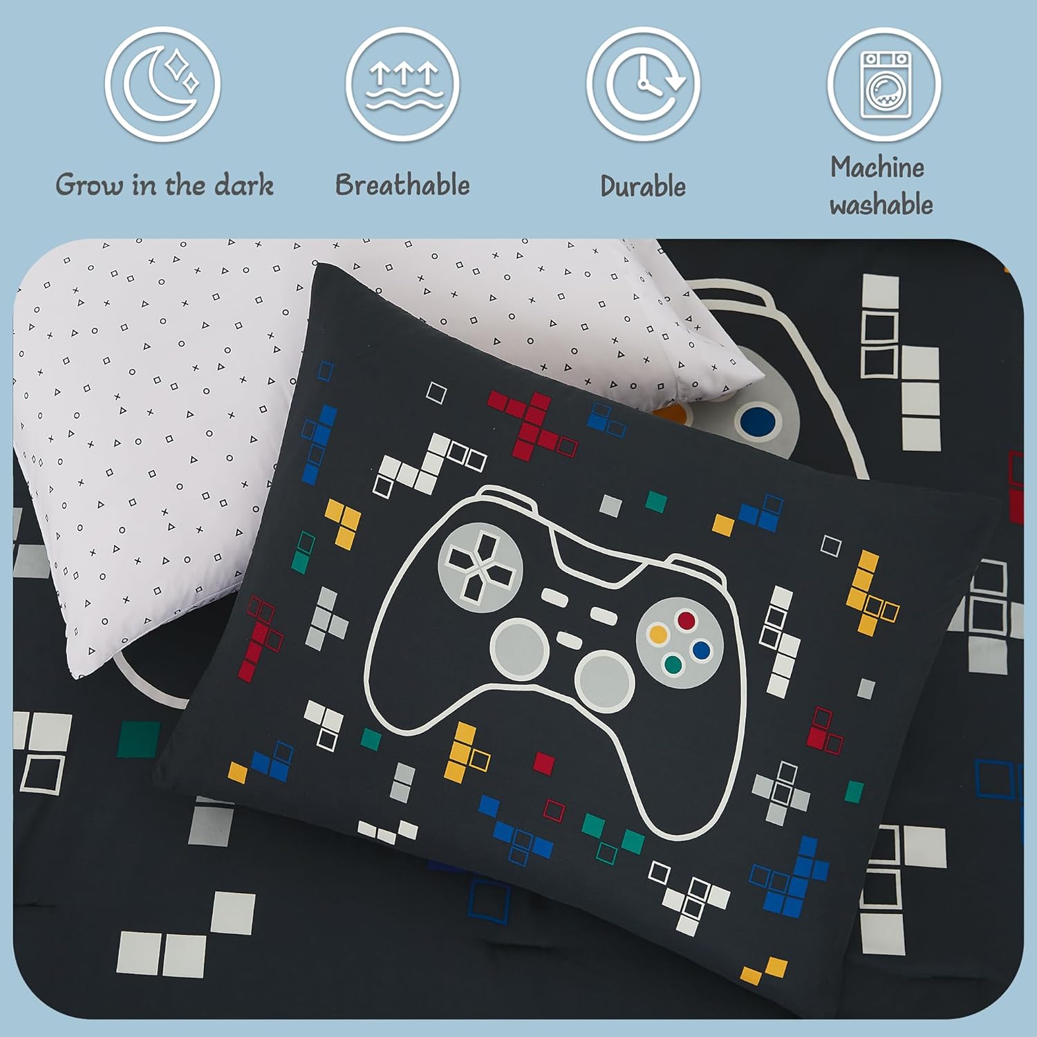 Glow in The Dark Gamer Comforter Set for Kids 1