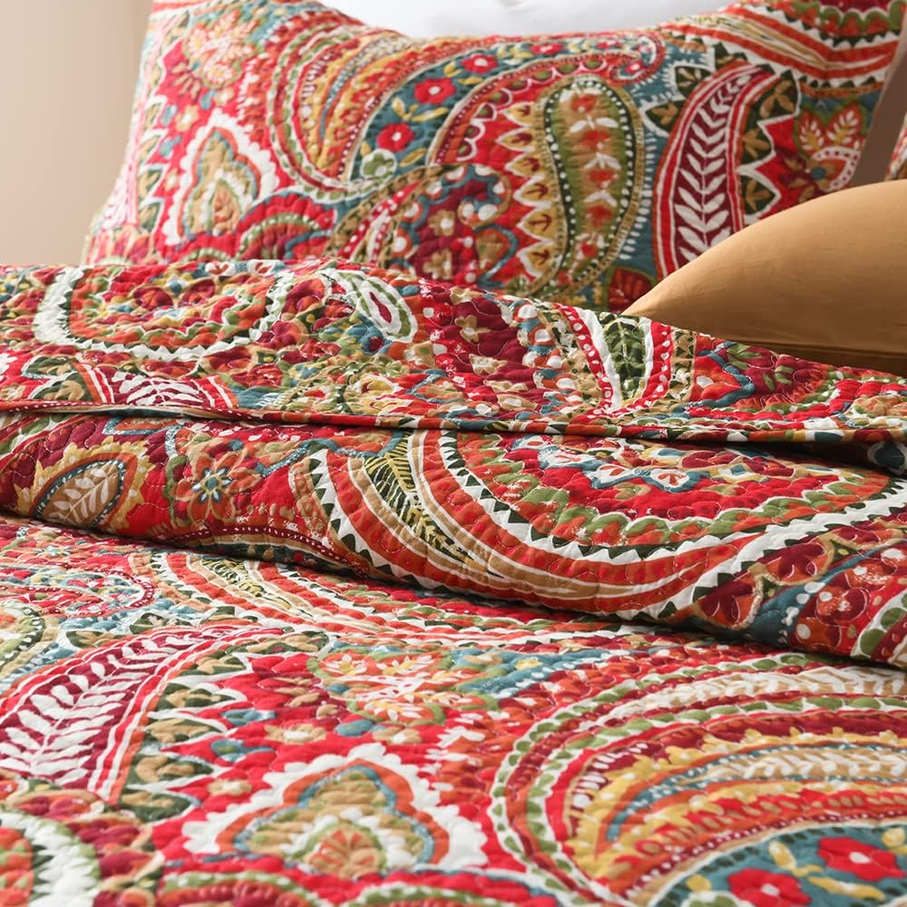 ENASAL Reversible Floral Paisley Bedspread Set Queen Size