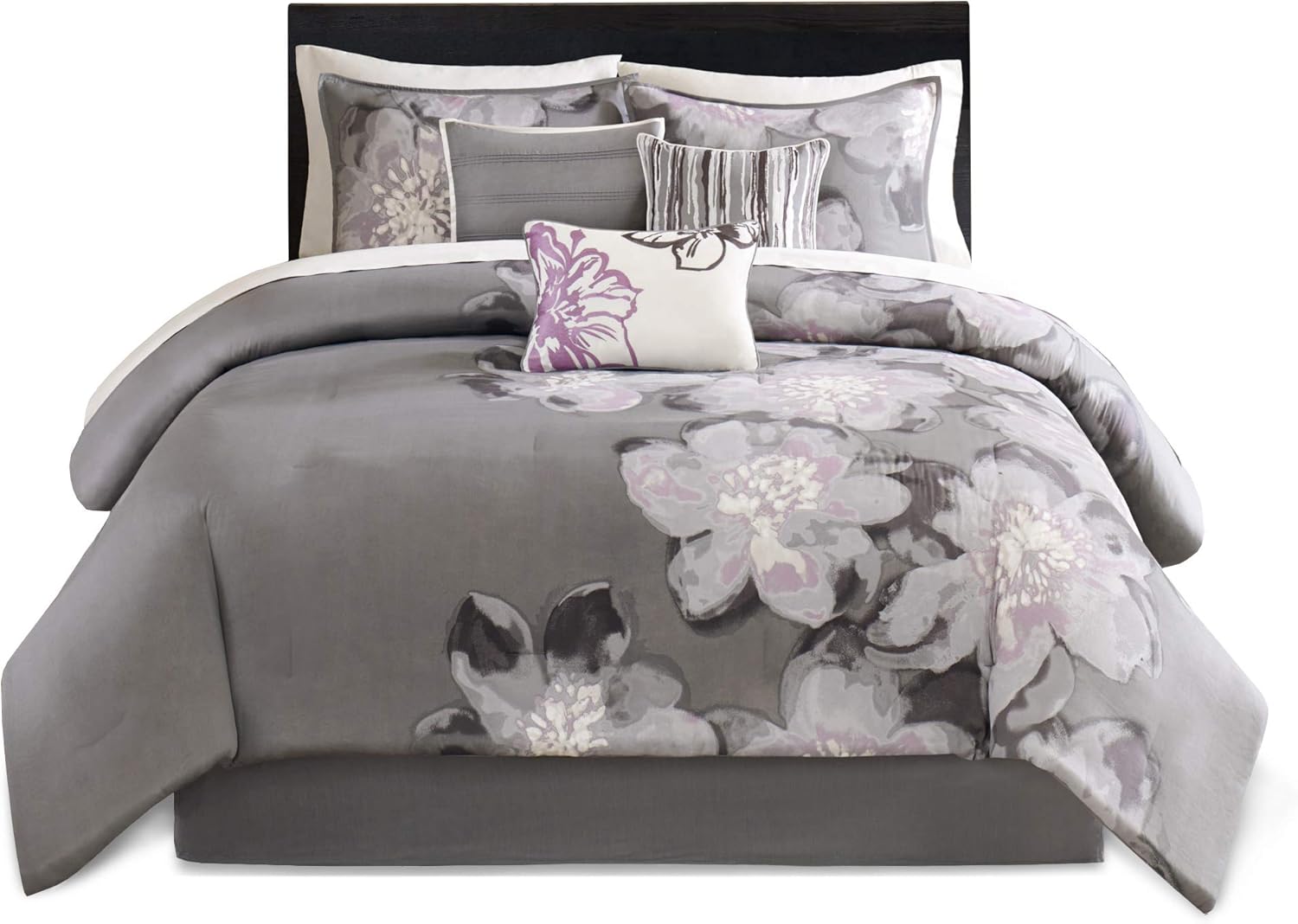 Madison Park Serena Comforter Set - Floral Grey Queen