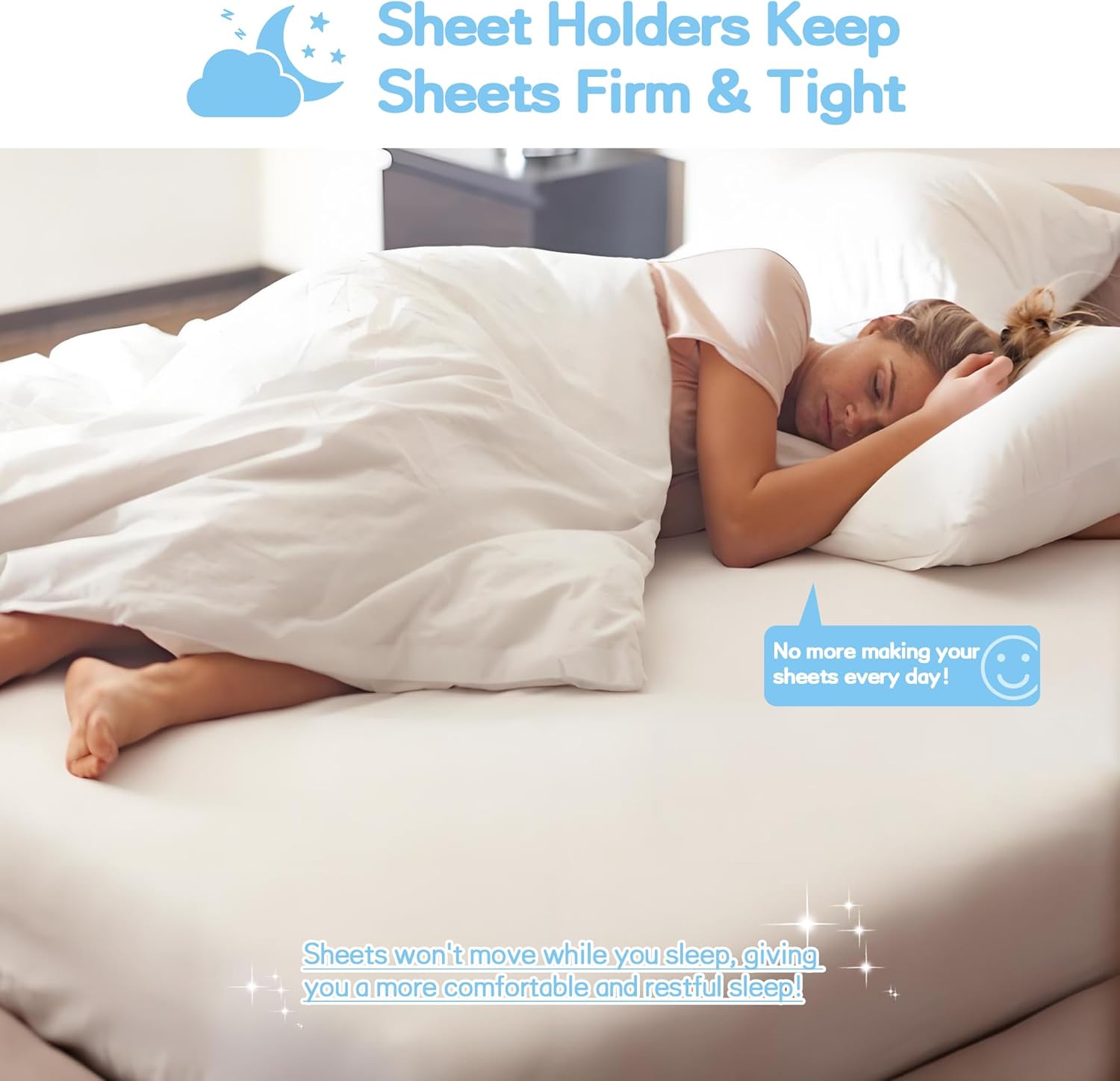 Barsone Lock Bed Sheet Holder - Heavy Duty Sheet Straps for Neat Fit
