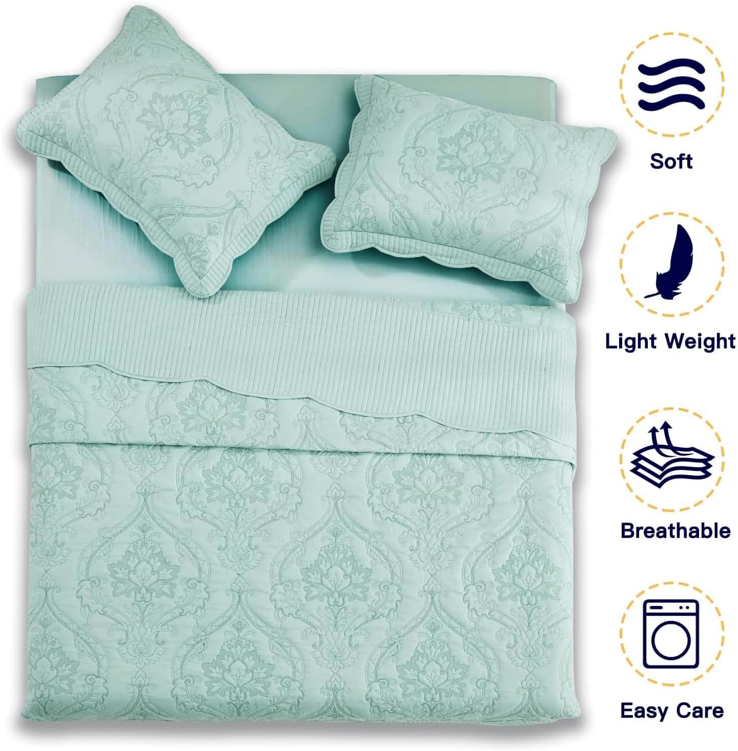 CHIXIN Bedspread Set Queen Size - Reversible Paisley Pattern