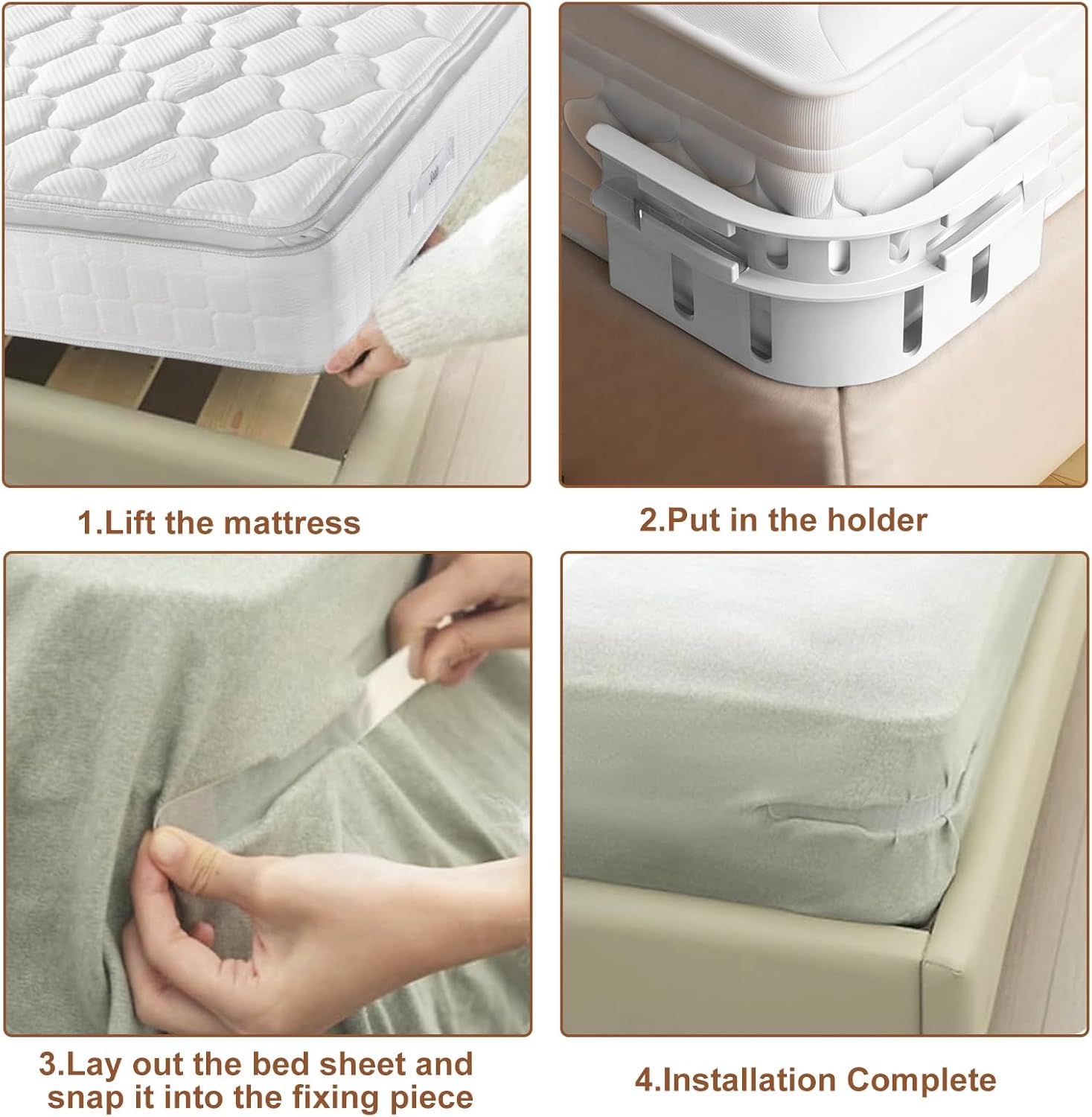 Grngven Bed Sheet Holder 4Pack - Secure Fit Durable Elastic Straps