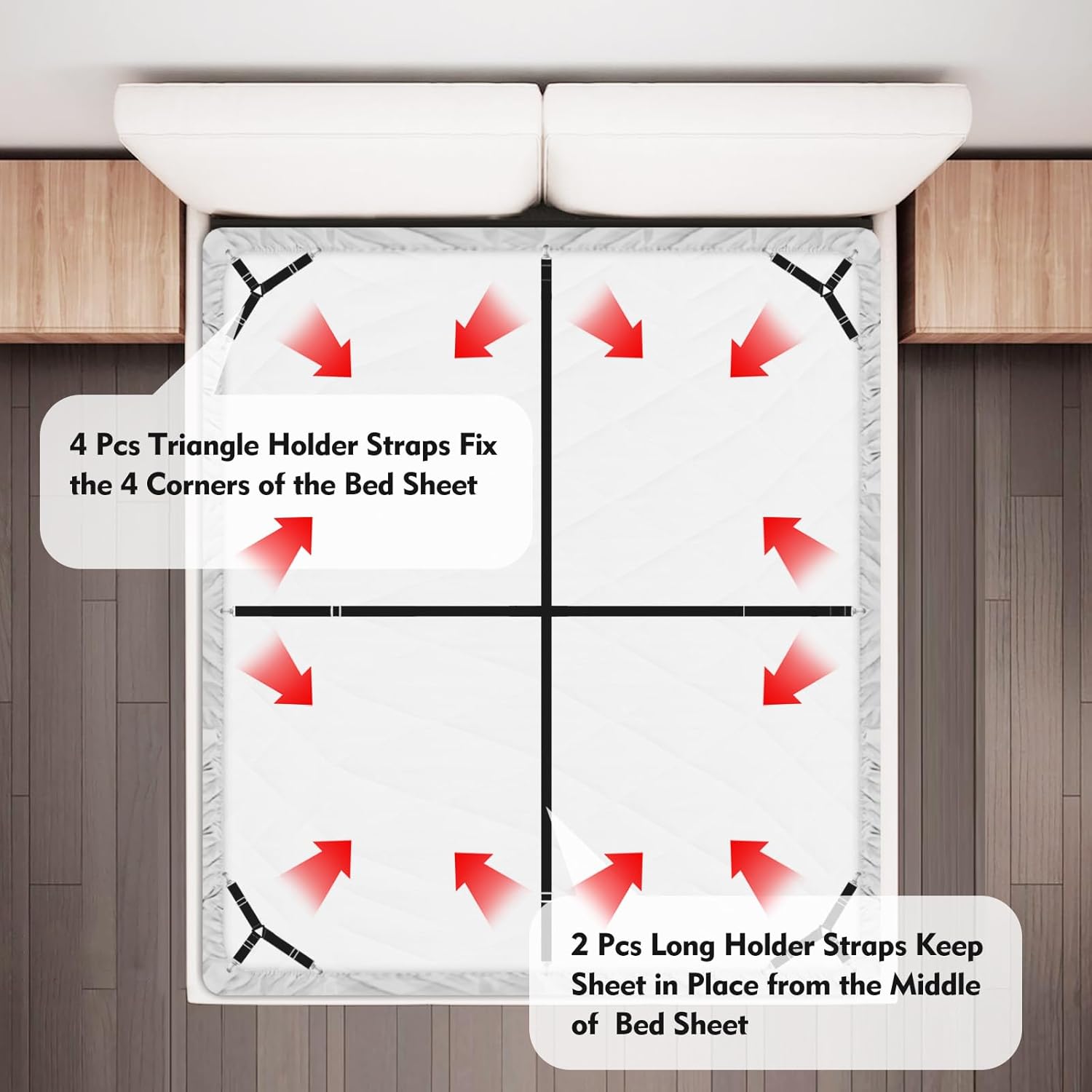 Eiruseed Bed Sheet Holder Straps 42 Pcs Black