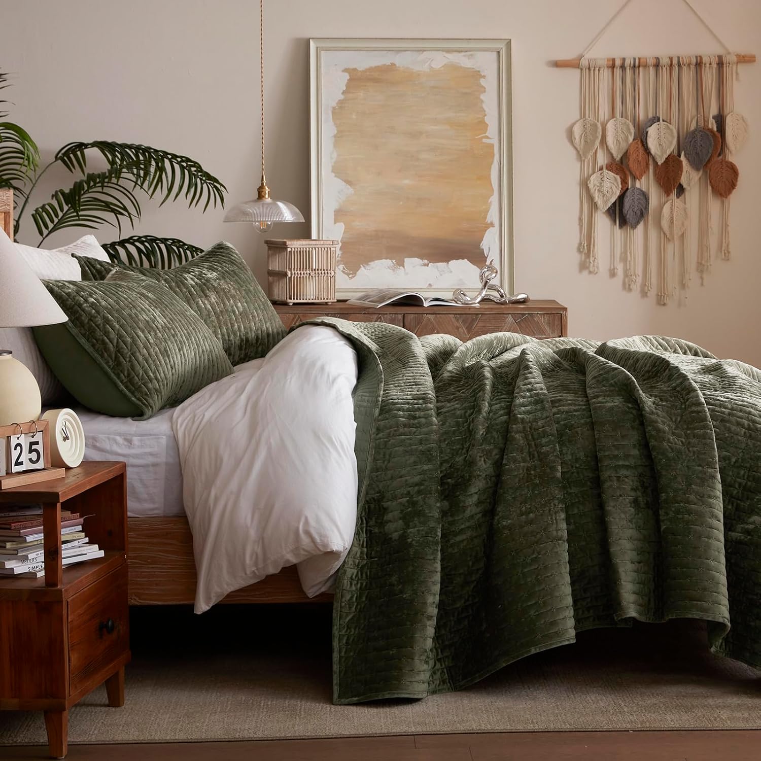 LEAONME Velvet Quilt Set California King 118x106