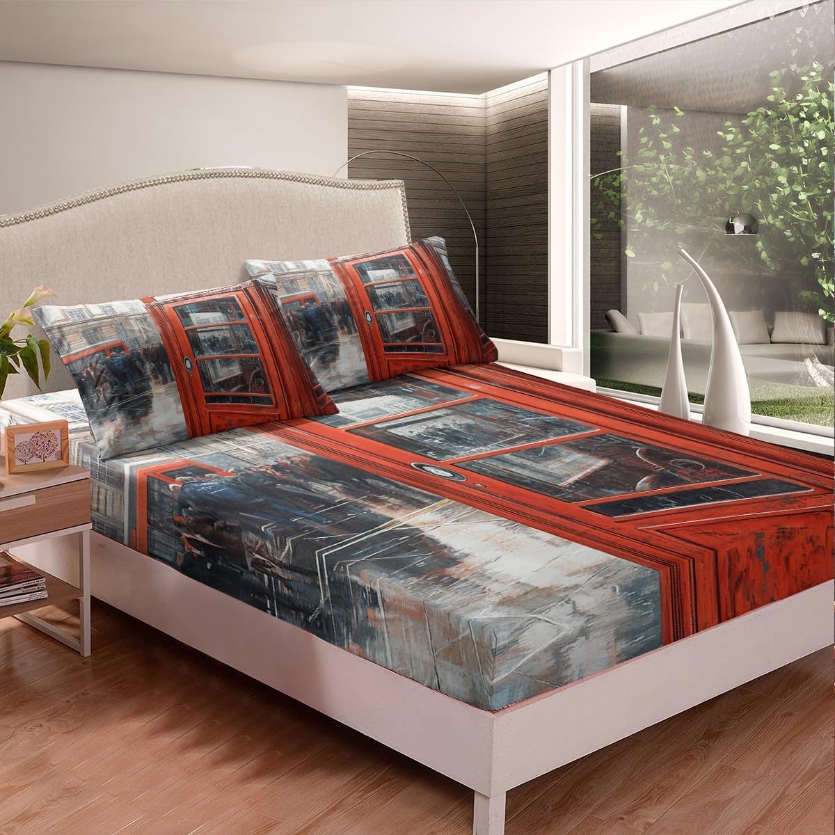 Feelyou London Themed Twin Size Kids Bed Sheet Set