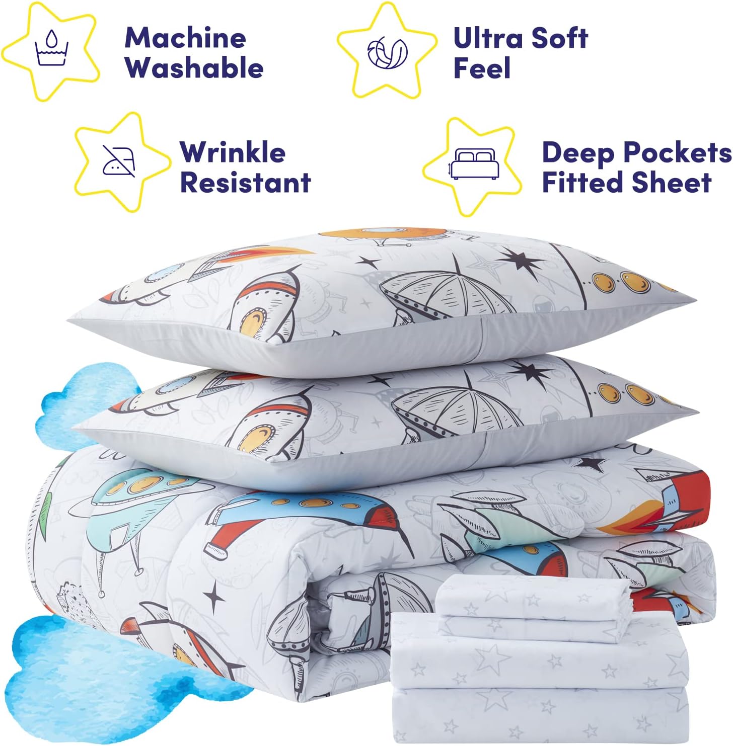 Sweet Home Collection Kids Bed in a Bag Space Design Twin Set