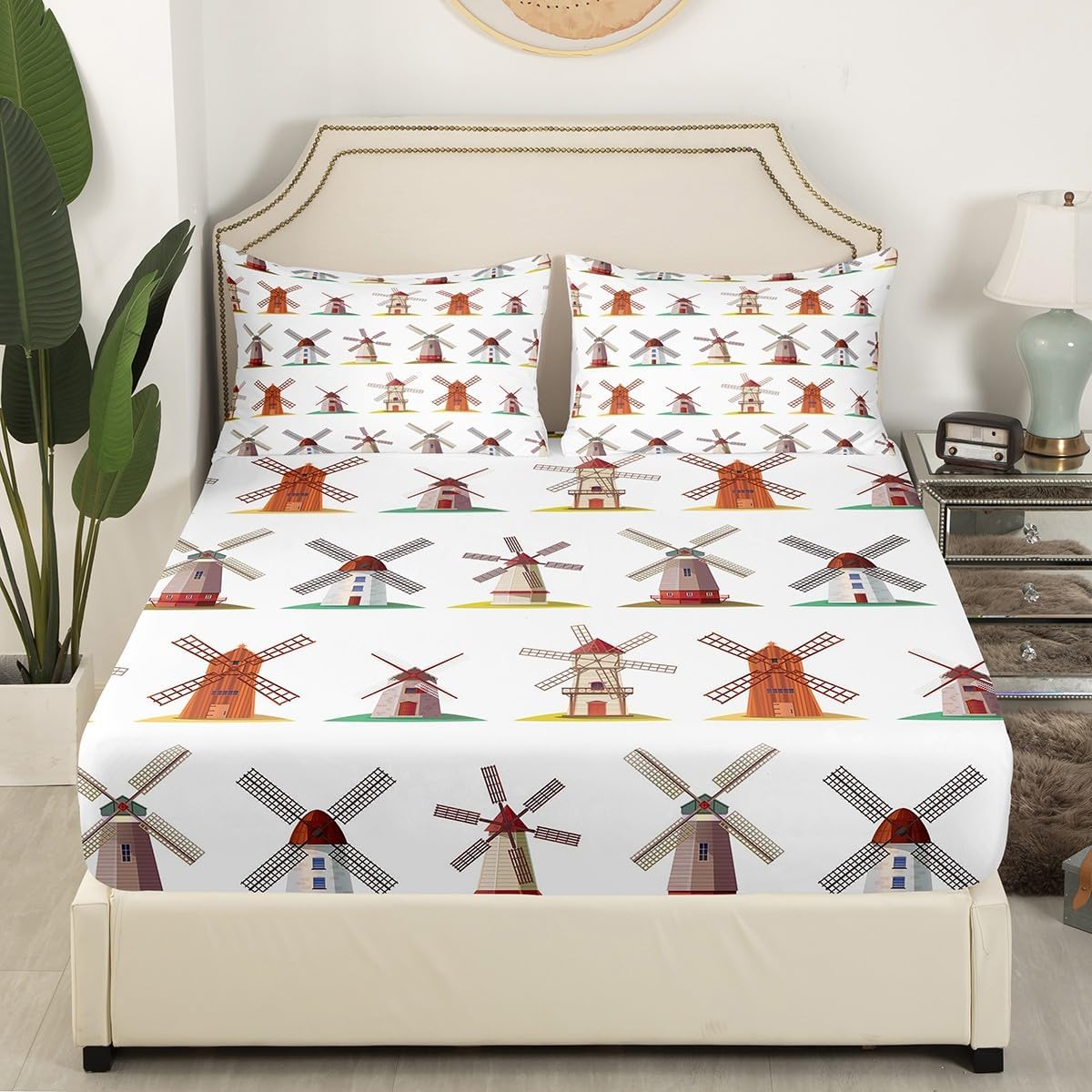 Erosebridal Wooden Windmill Bed Set for Kids Twin