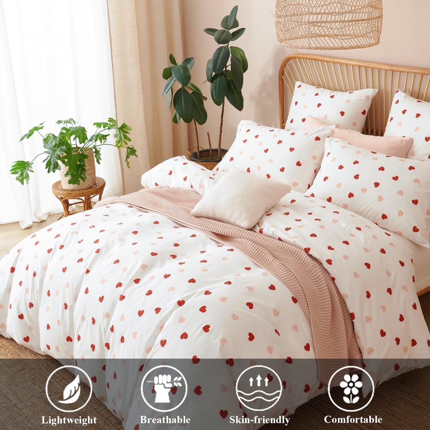 Bildenly Heart Duvet Cover Set Twin Kawaii