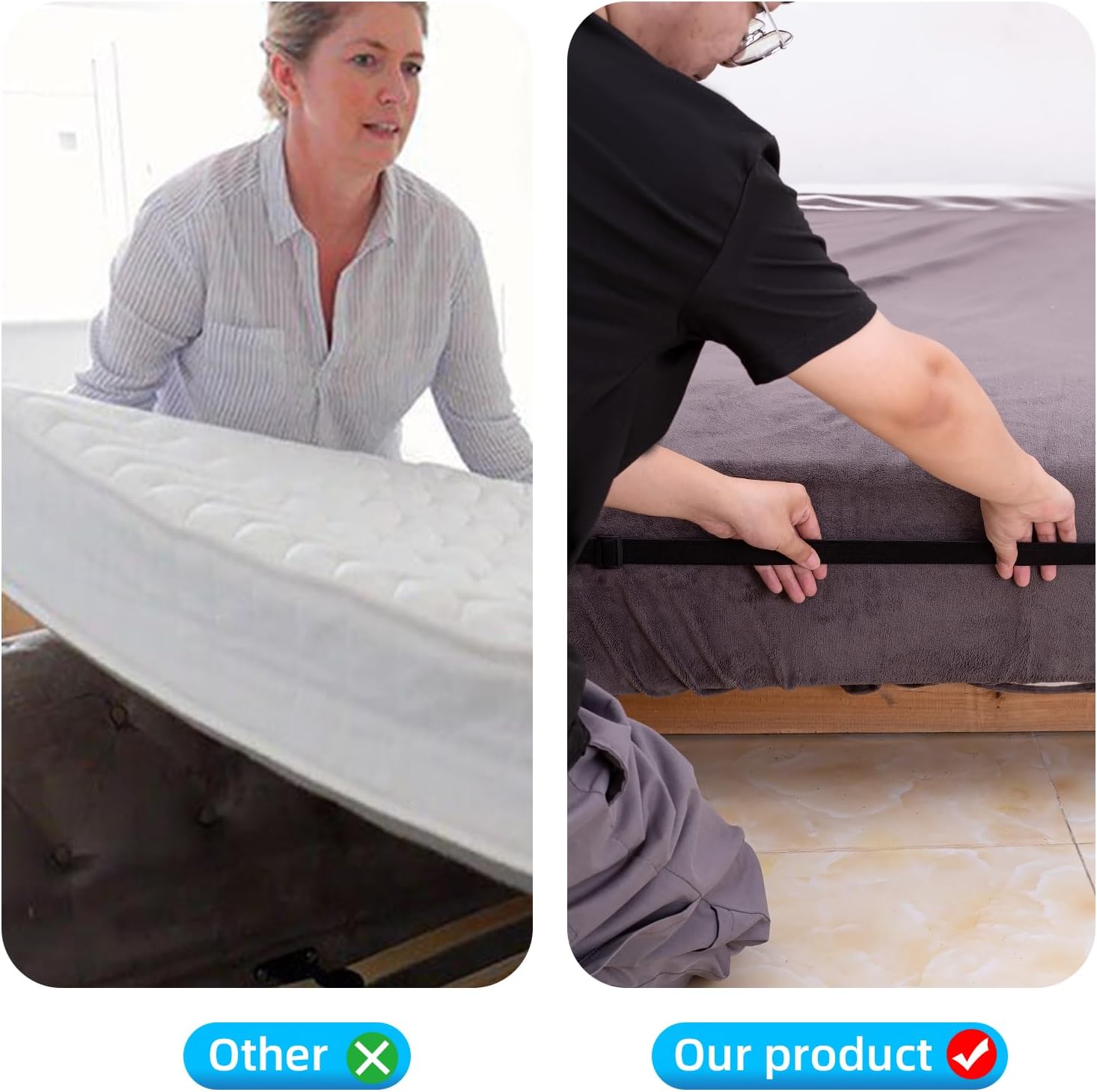 Adjustable Elastic Bed Sheet Straps for All Mattress Sizes