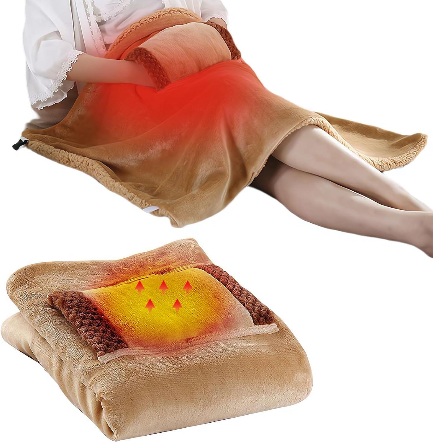 KITPIPI Electric Heated Blanket 31x24 USB Portable Cordless
