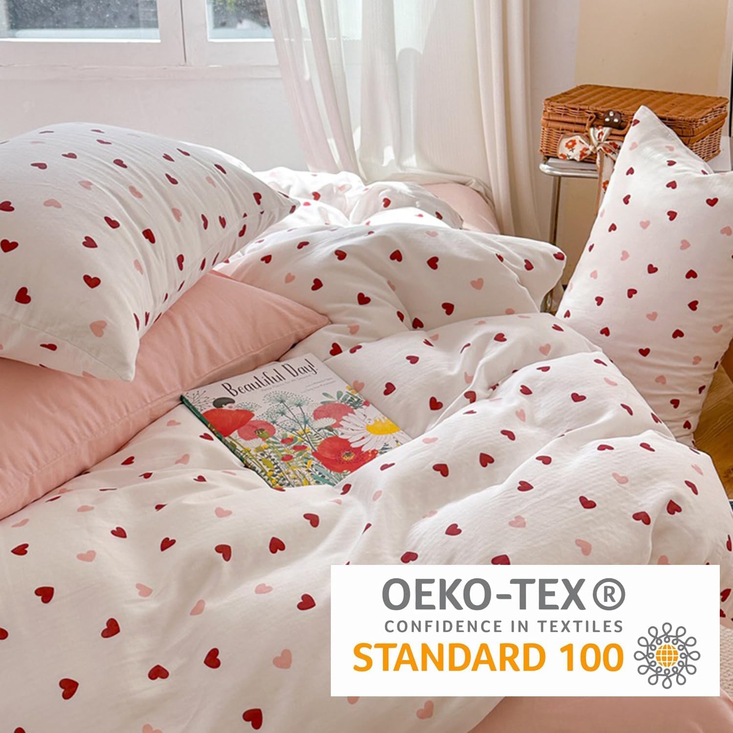 Bildenly Heart Duvet Cover Set Twin Kawaii