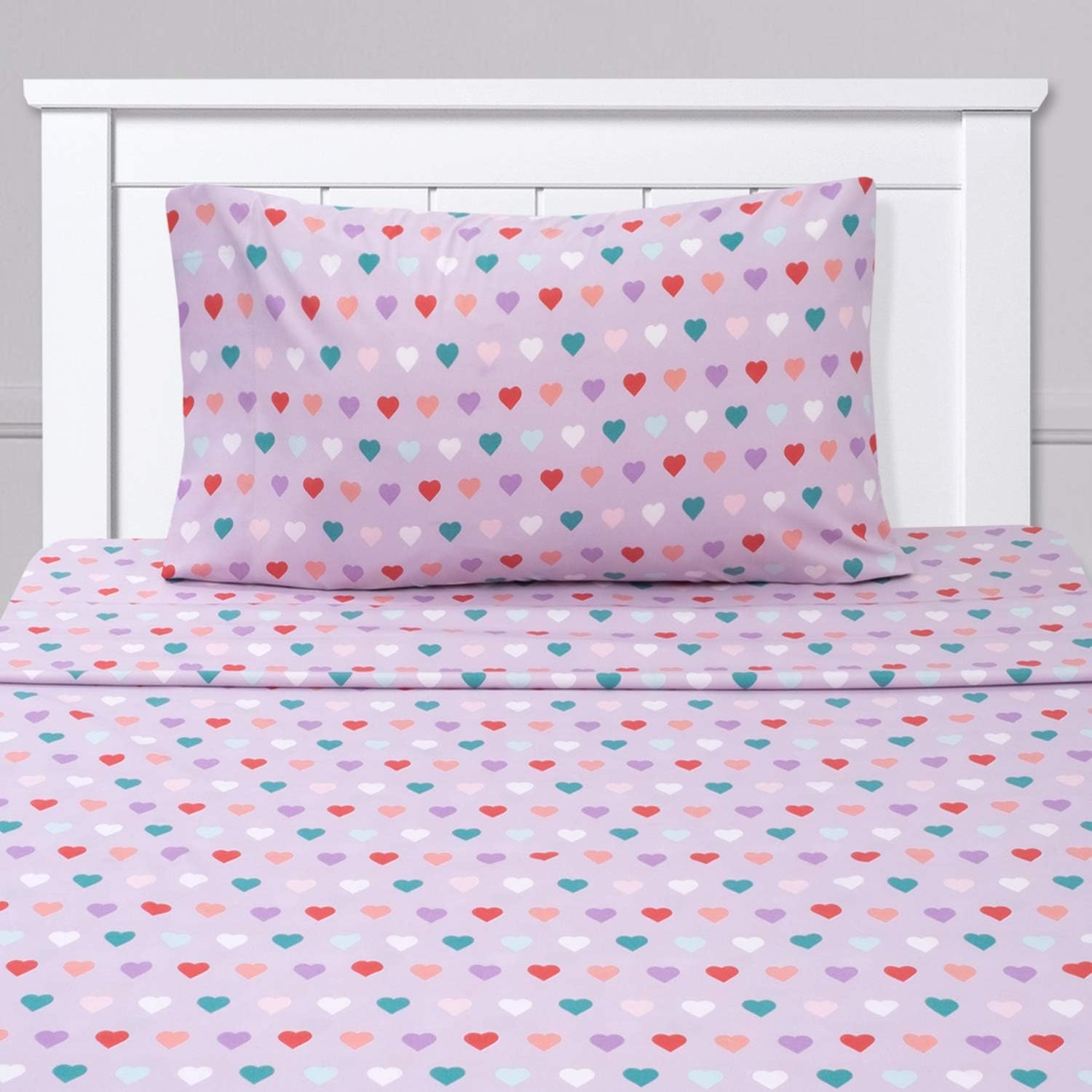 Sweet Home Collection 1500 Supreme Kids Bed Sheet Set - Twin XL Heart Design