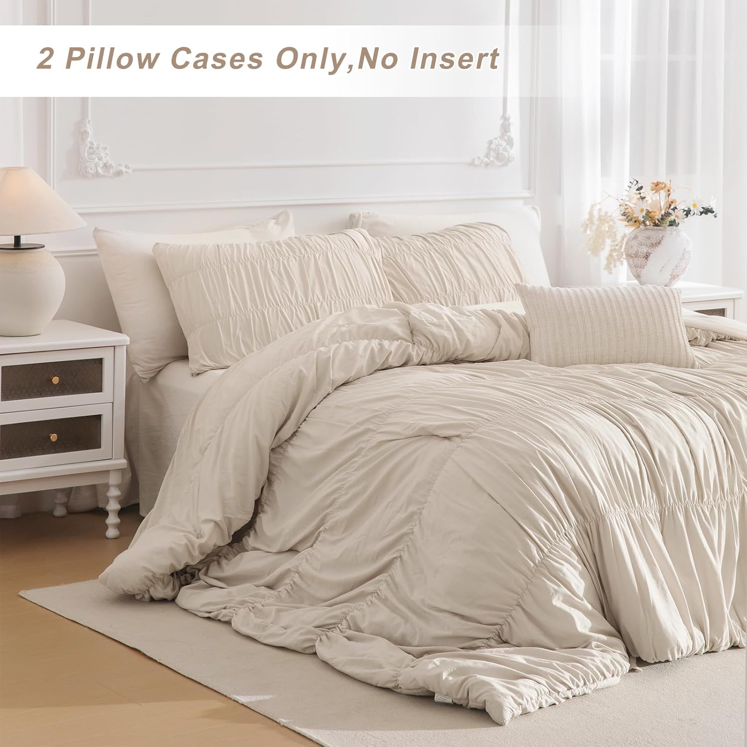 QSH Ruched Pillowcases Queen Size Set of 2