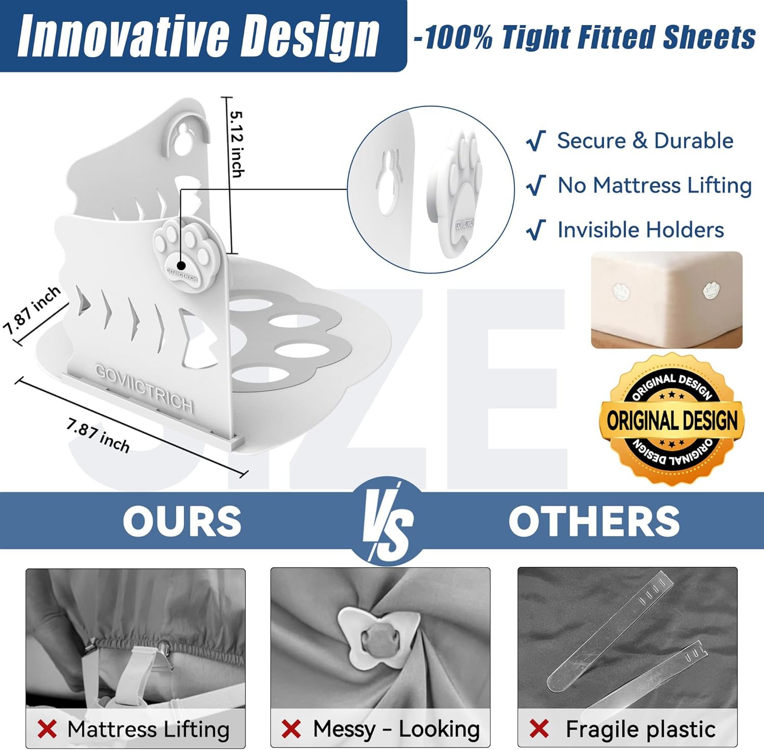 GOVIICTRICH Bed Sheet Corner Holders - Heavy Duty Sheet Locks