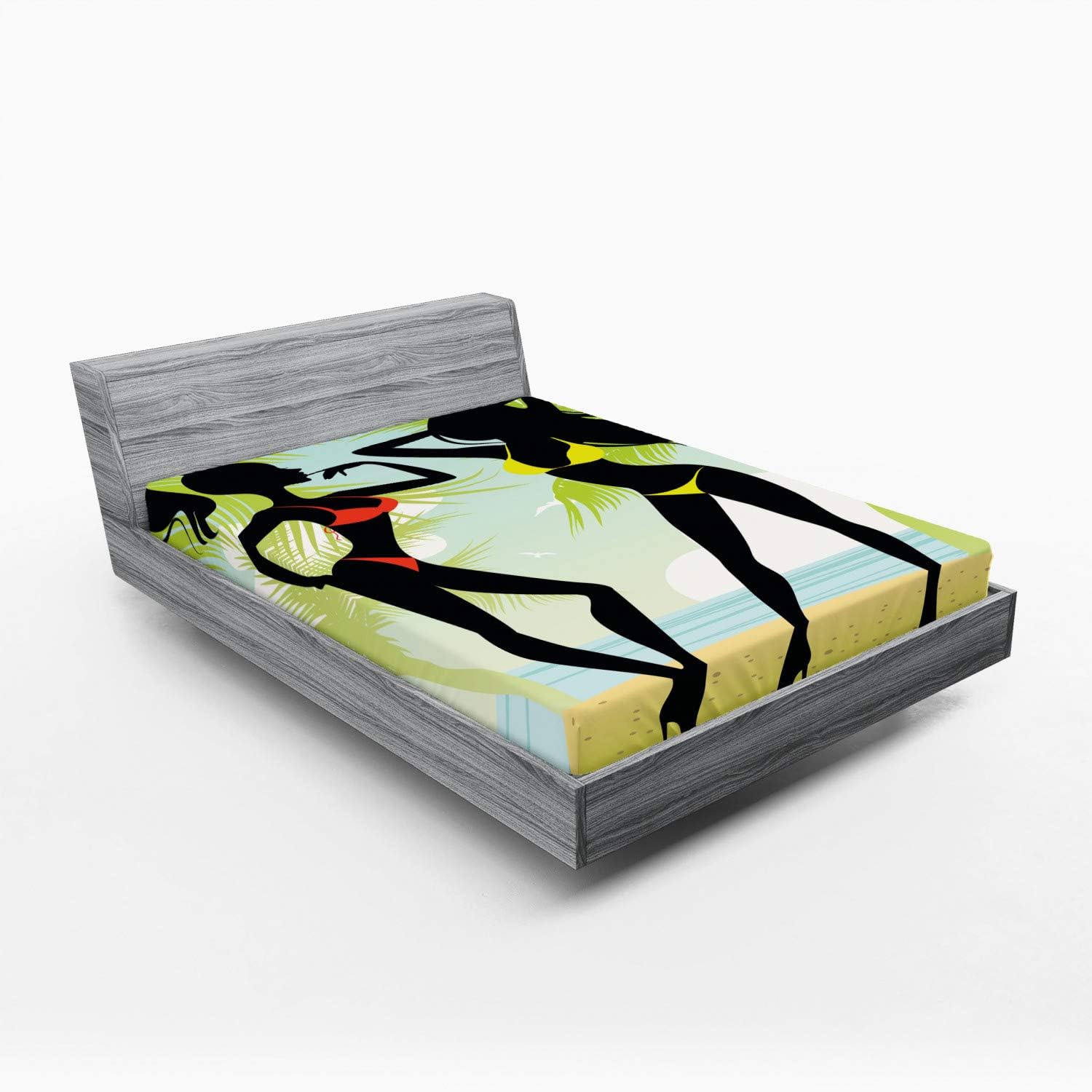 Ambesonne Pin Up Girl Fitted Sheet - Multicolor 1