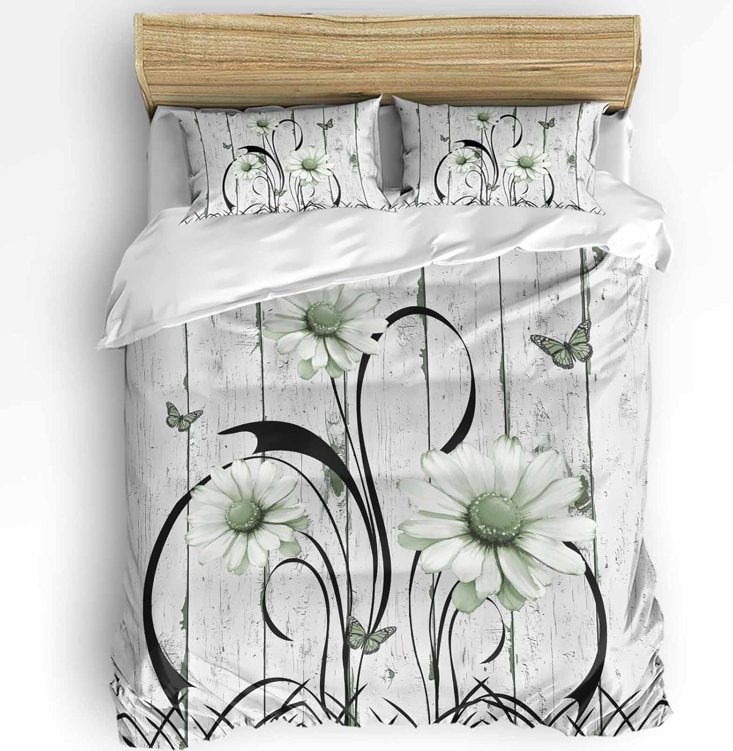 Boanket 3-Piece Farmhouse Duvet Cover Set with Zipper Closure