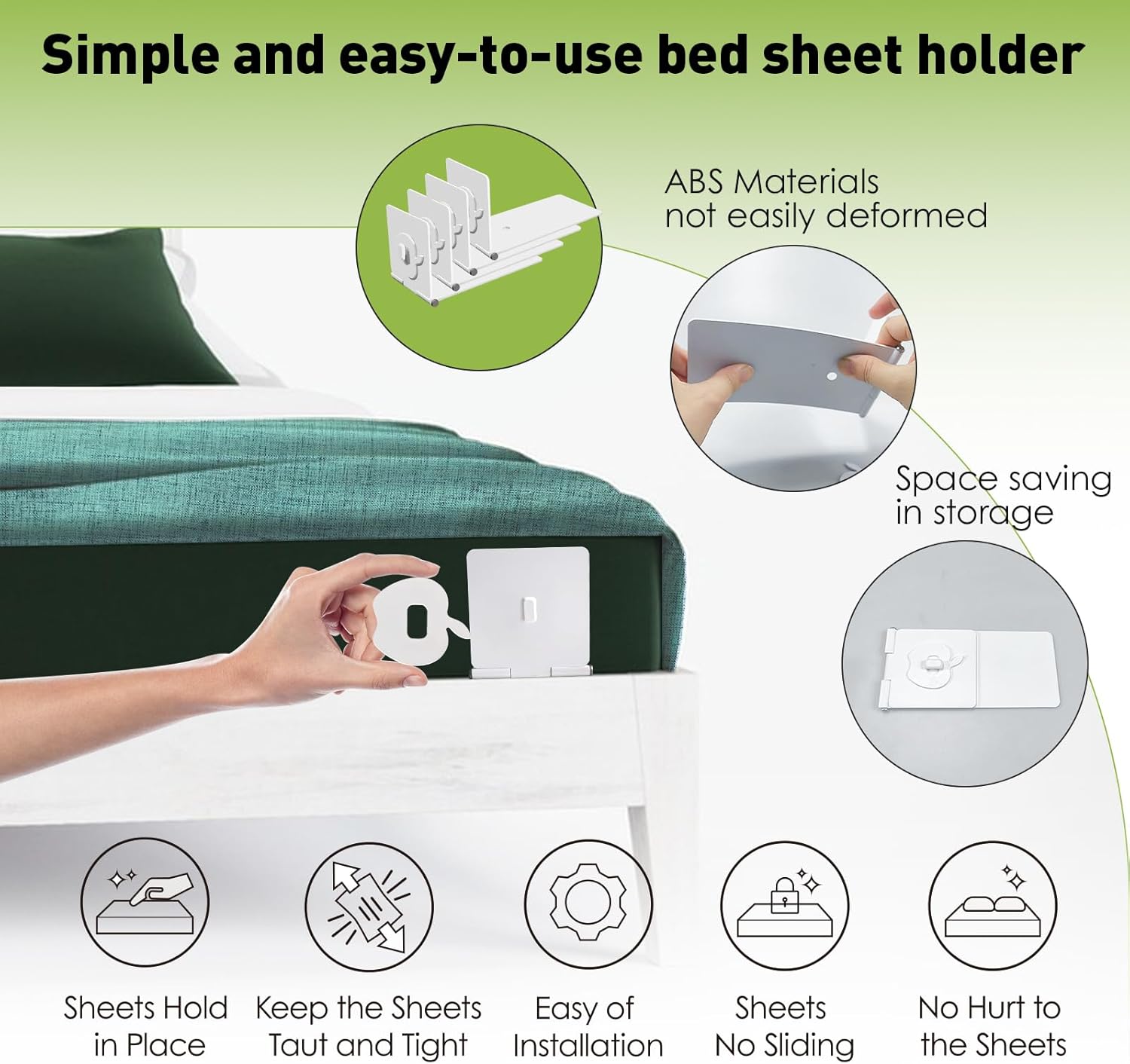 8 Pack ABS Sheet Holders with Lock Strips for Firm Tight Sheets