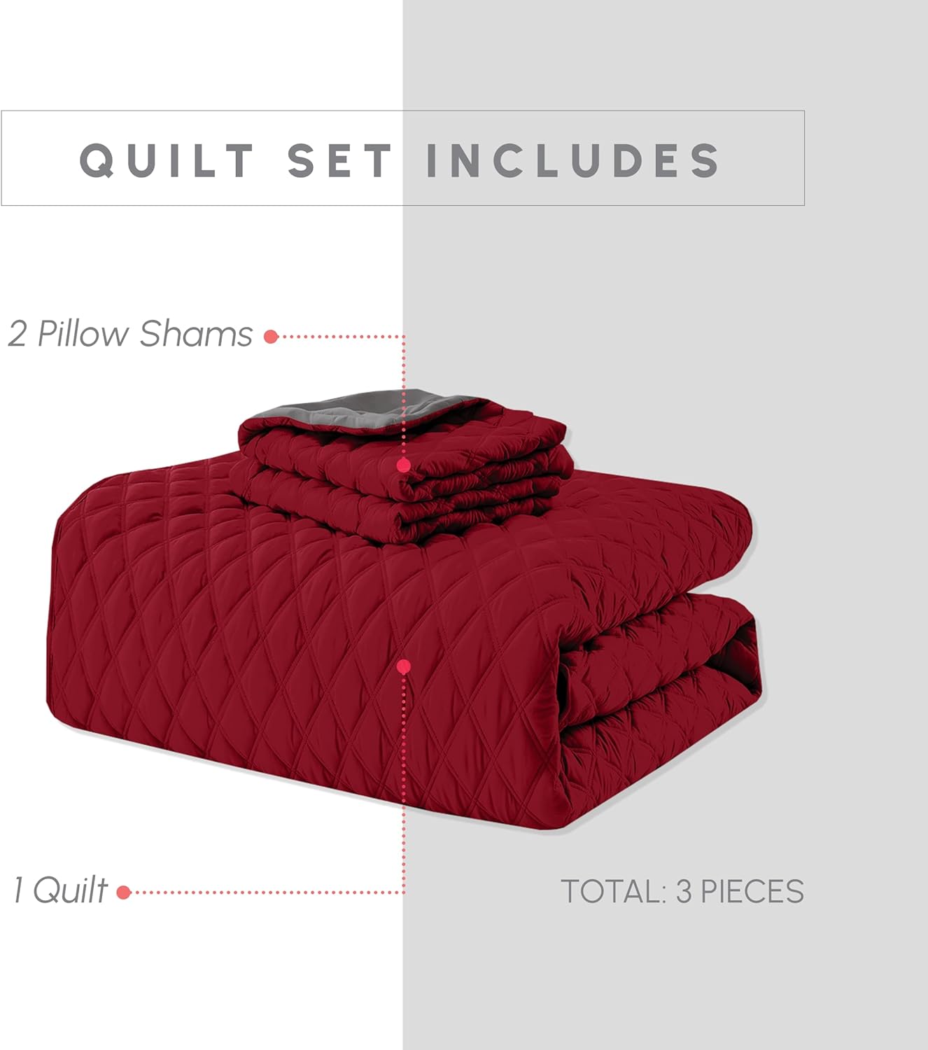 Elegant Comfort 3-Piece Reversible Quilt Set - Twin XL