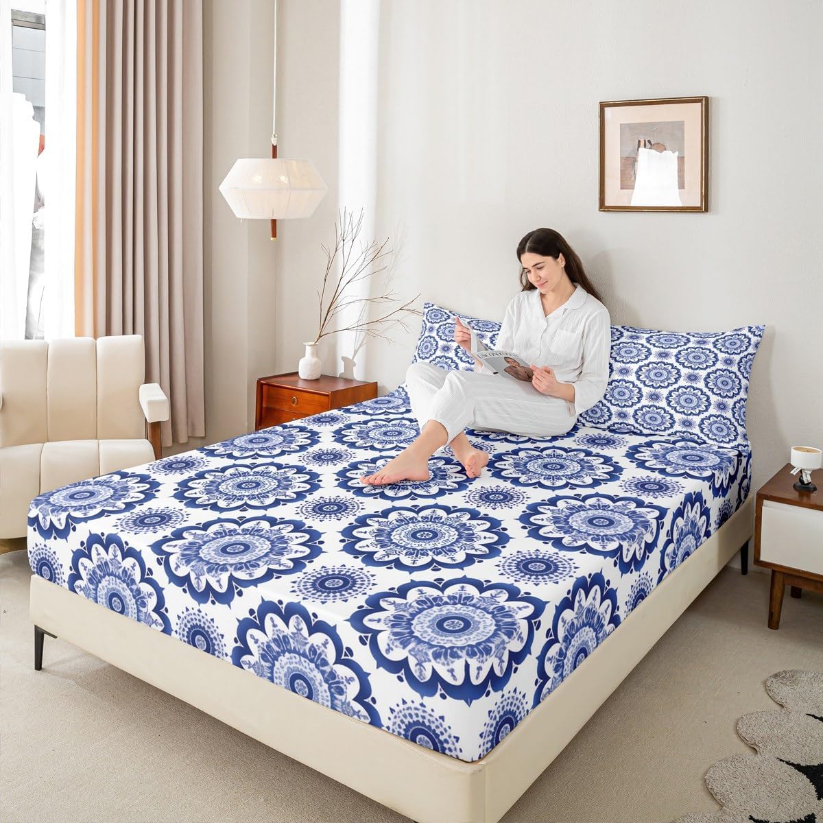 Jejeloiu Paisley Bedding Set Twin Size Damask Pattern 1