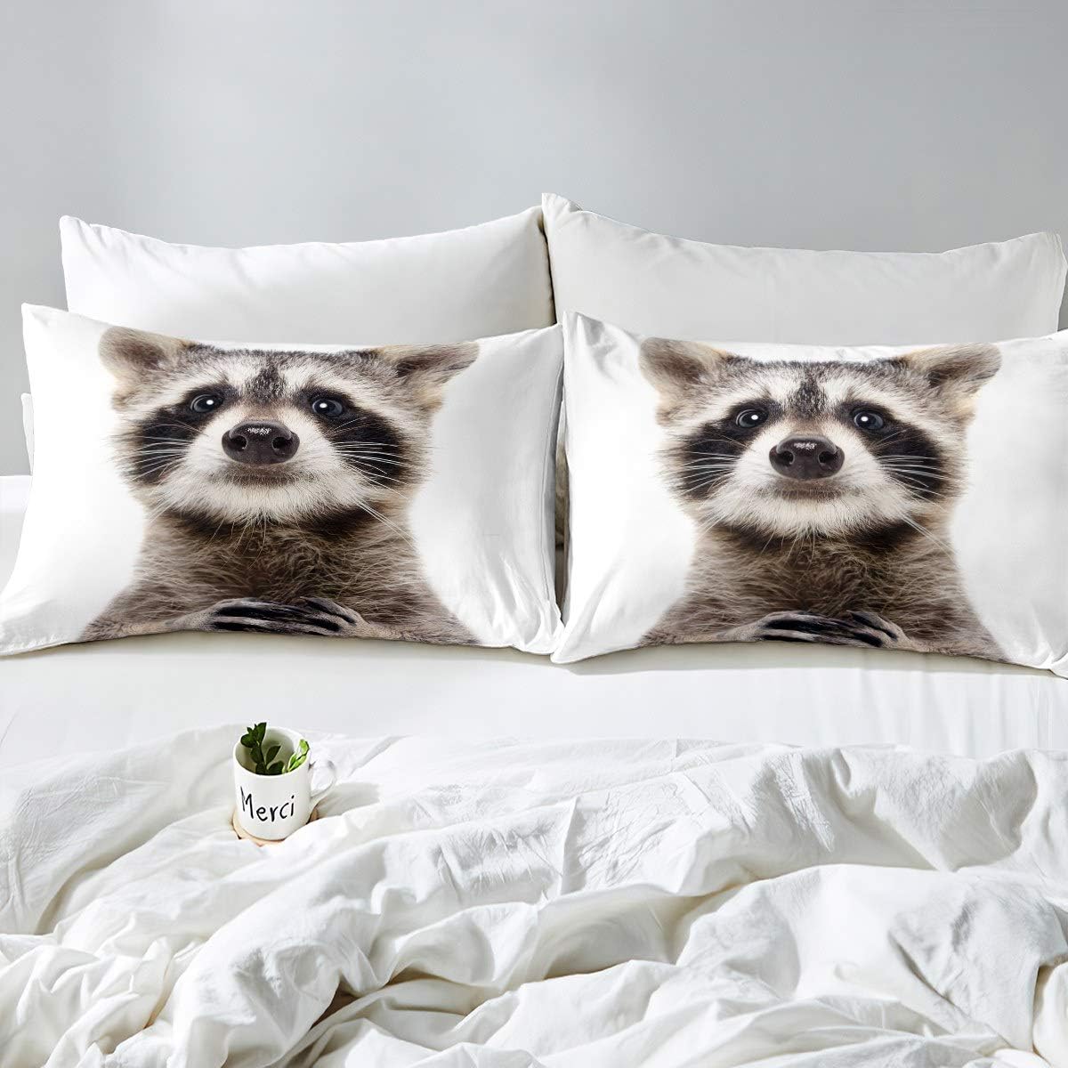 Feelyou Raccoon Sheet Set TwinXL Size Kids Room Bedding