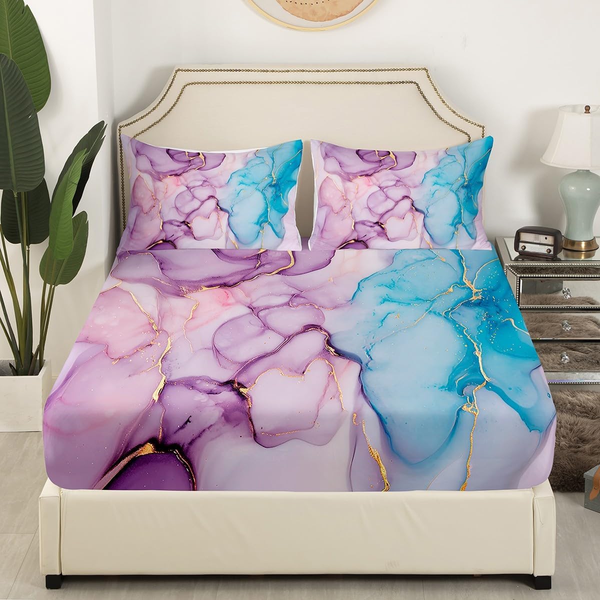 Feelyou Marble Design Bed Sheet Set TwinXL 2Pcs