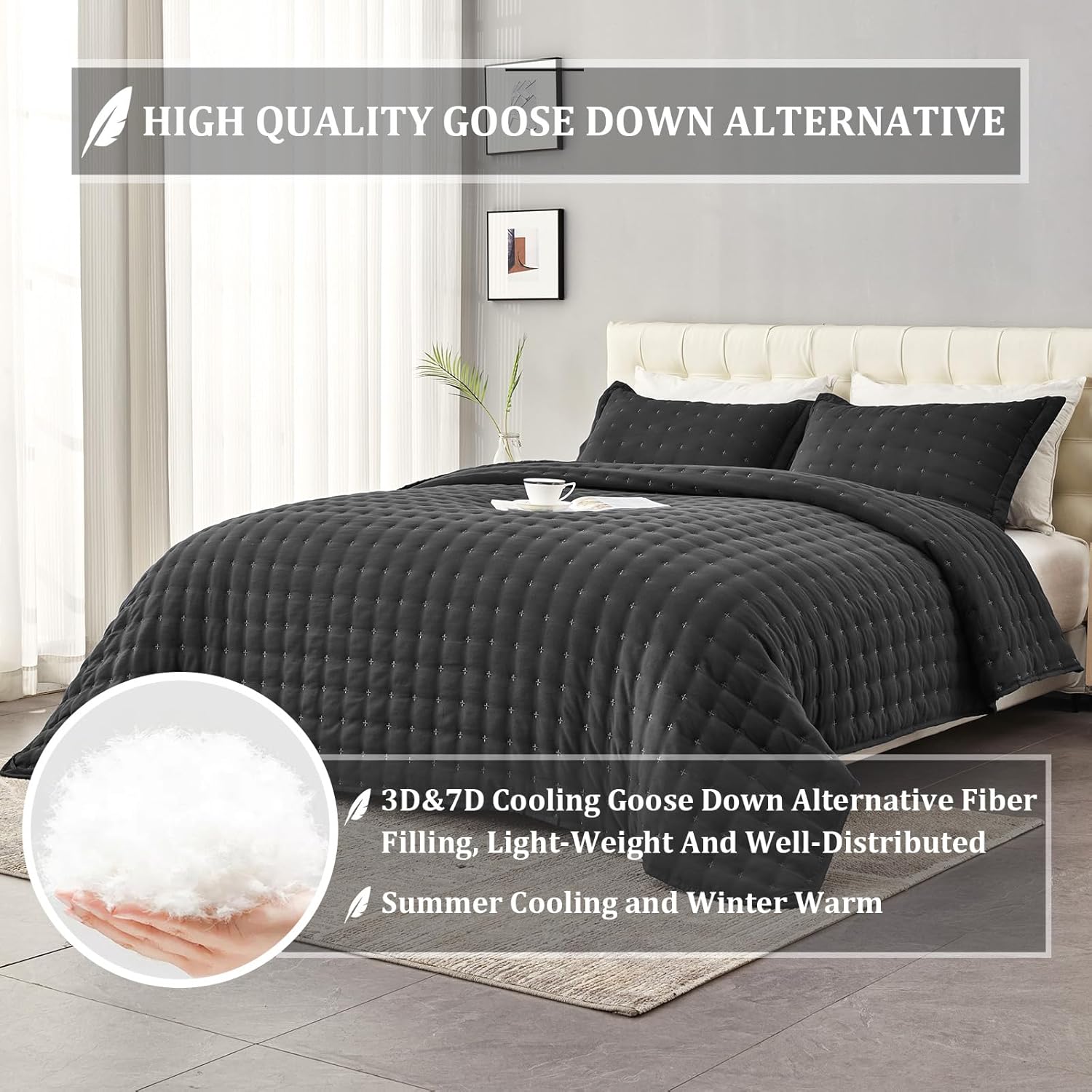 OFIXI King Size Quilt Set with 3 Pillow Shams