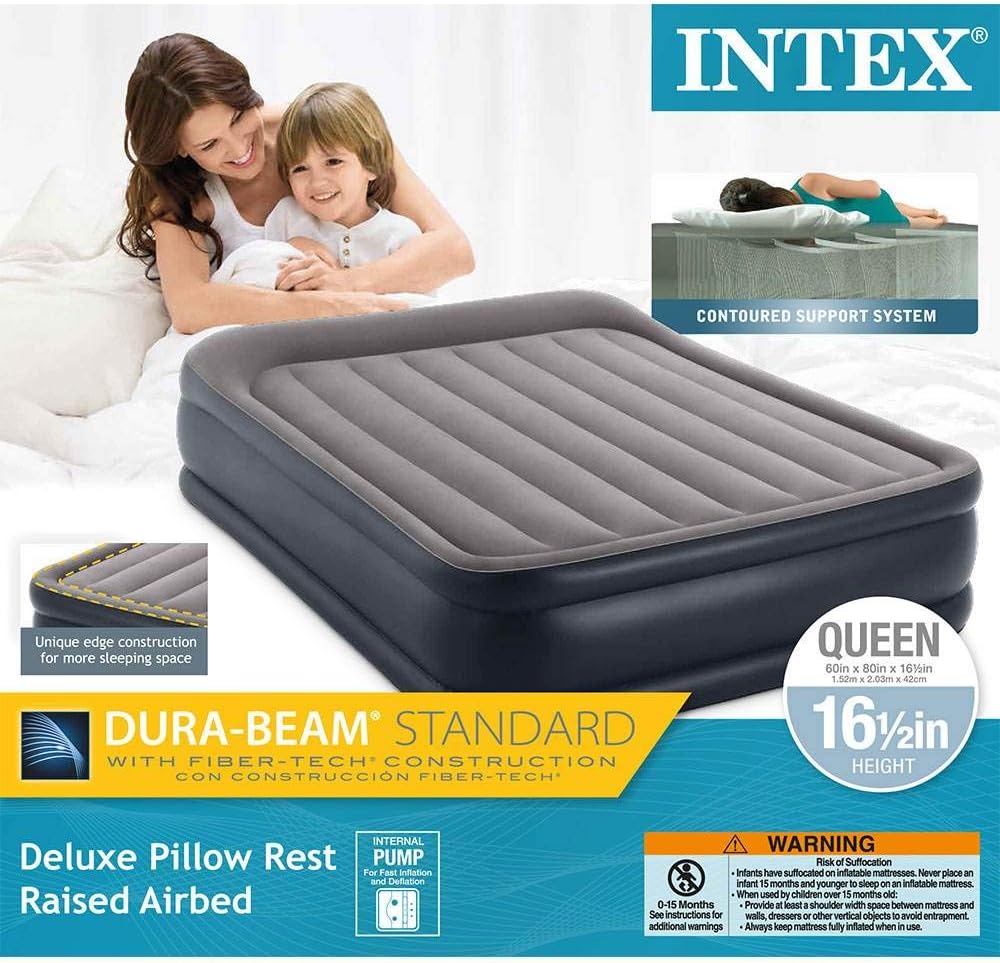Intex Pillow Dura-Beam Airbed with Pump