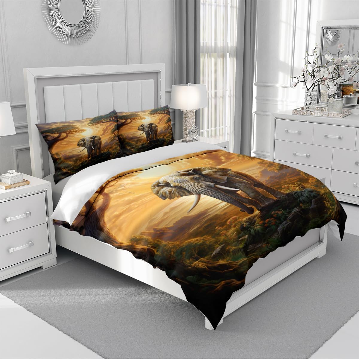 Yixinzhuanjin Elephant Bed Sheet Set King Size