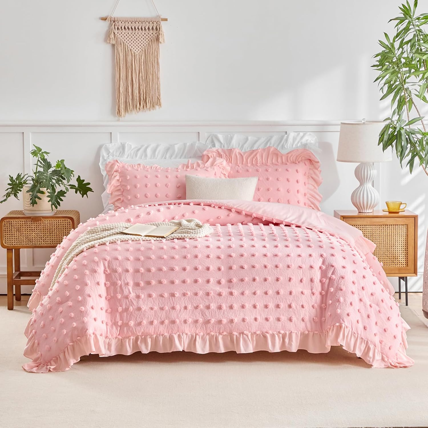Flysheep Tufted Dots Ruffle Comforter Set Twin