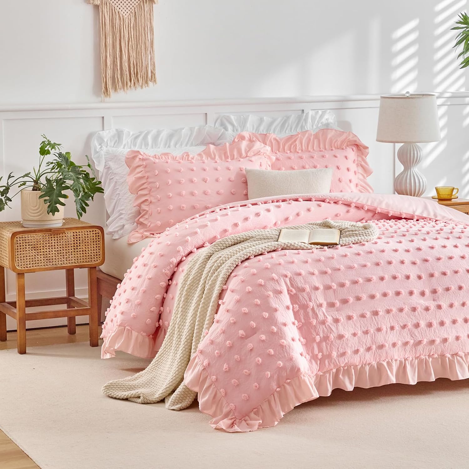Flysheep Tufted Dots Ruffle Comforter Set Twin