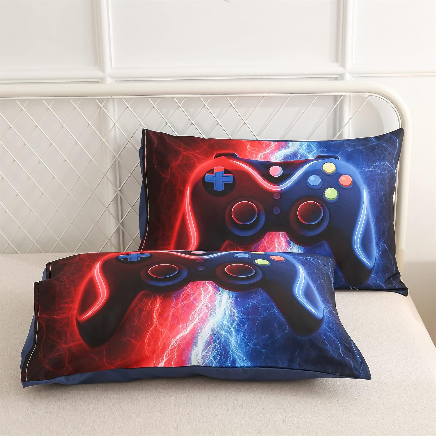 Meeting Story Gamer Bedding Set Queen Red Blue